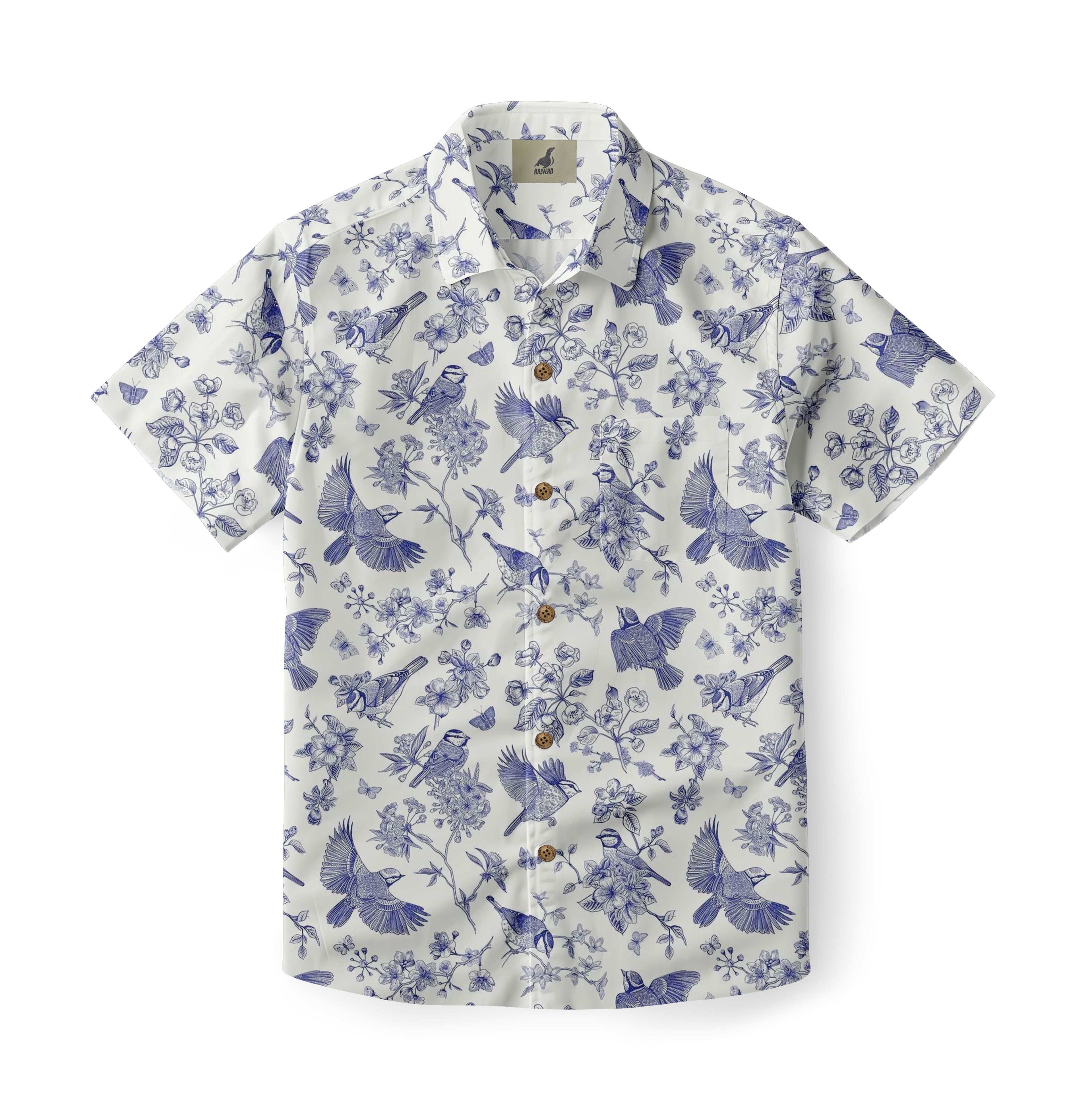 Blue Songbird Aloha Shirt