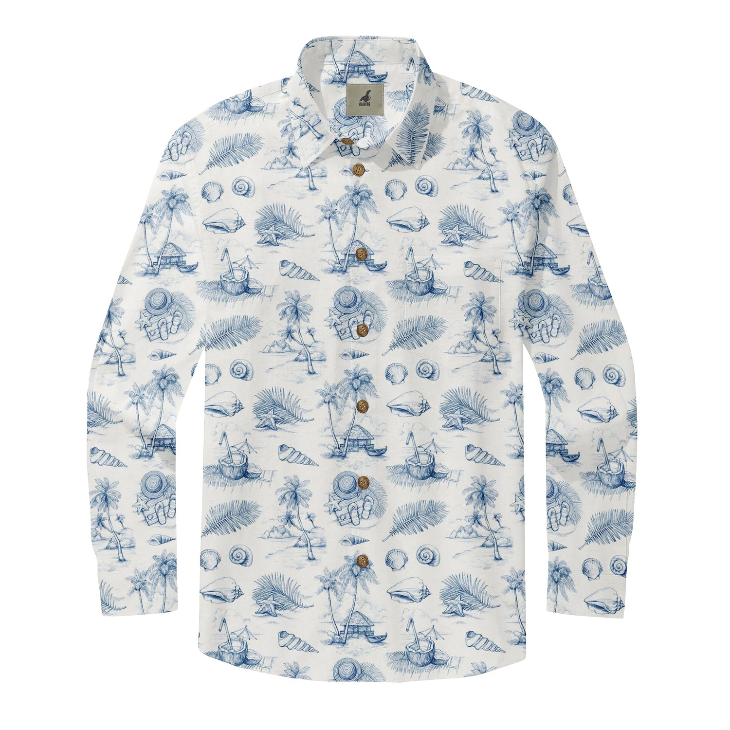 Blue Coastal Long Sleeve Shirts