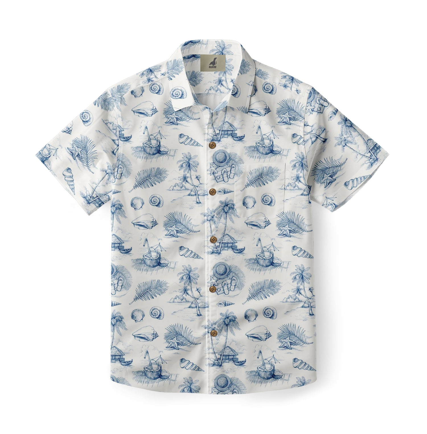 Blue Coastal Hawaiian Shirt