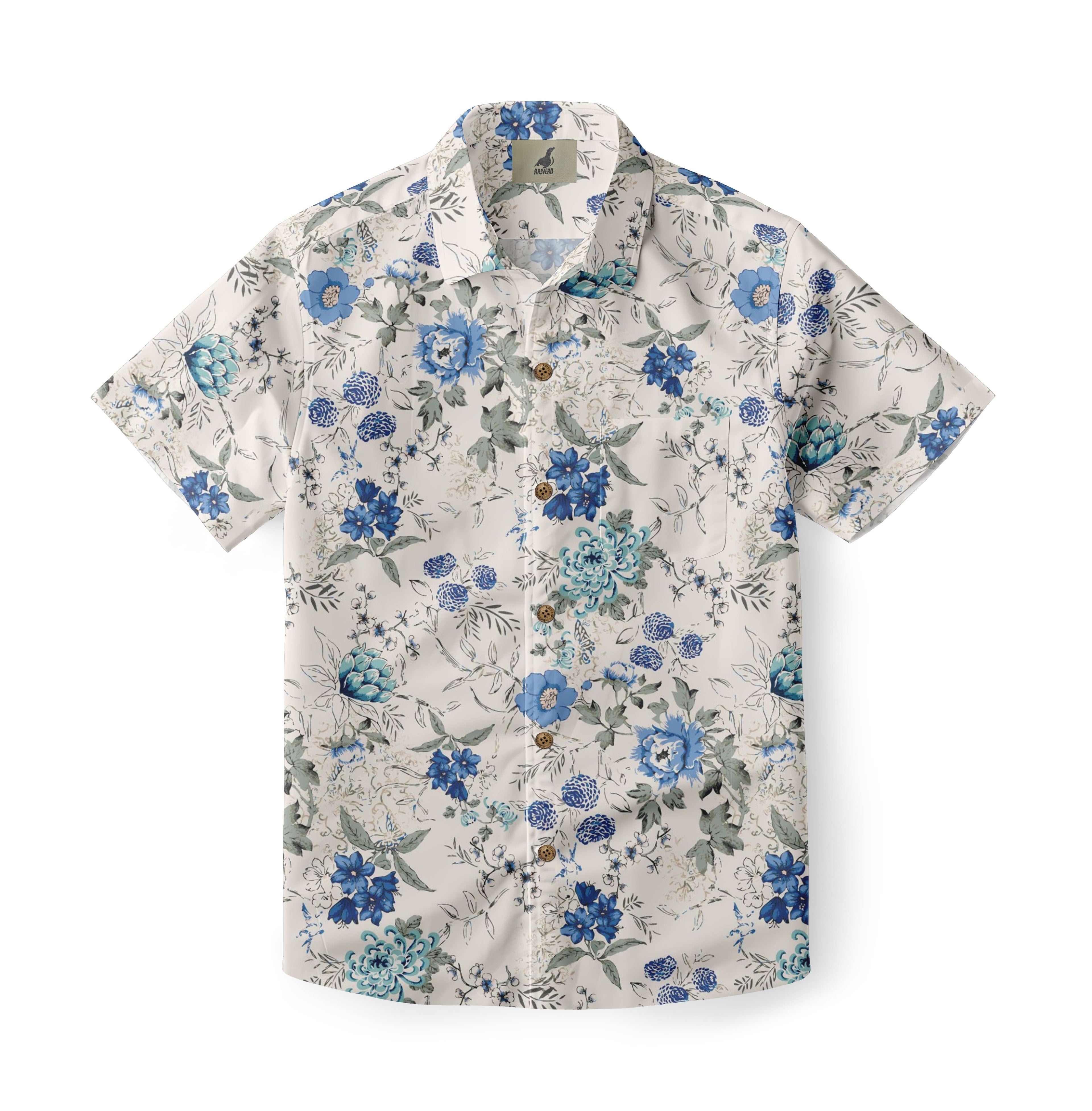 Blue Garden Aloha Shirt