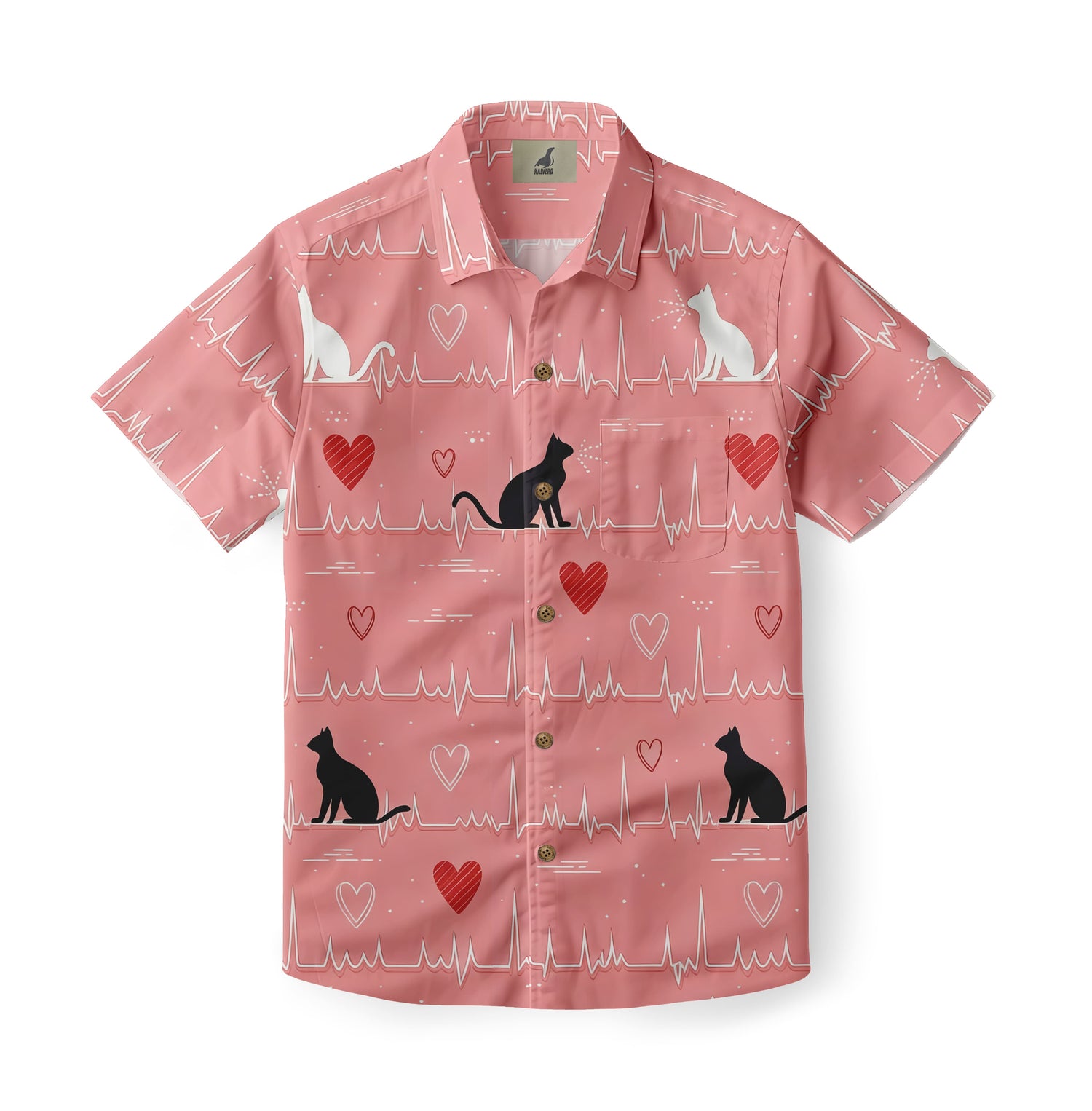 Cat Heartbeat Hawaiian Shirt