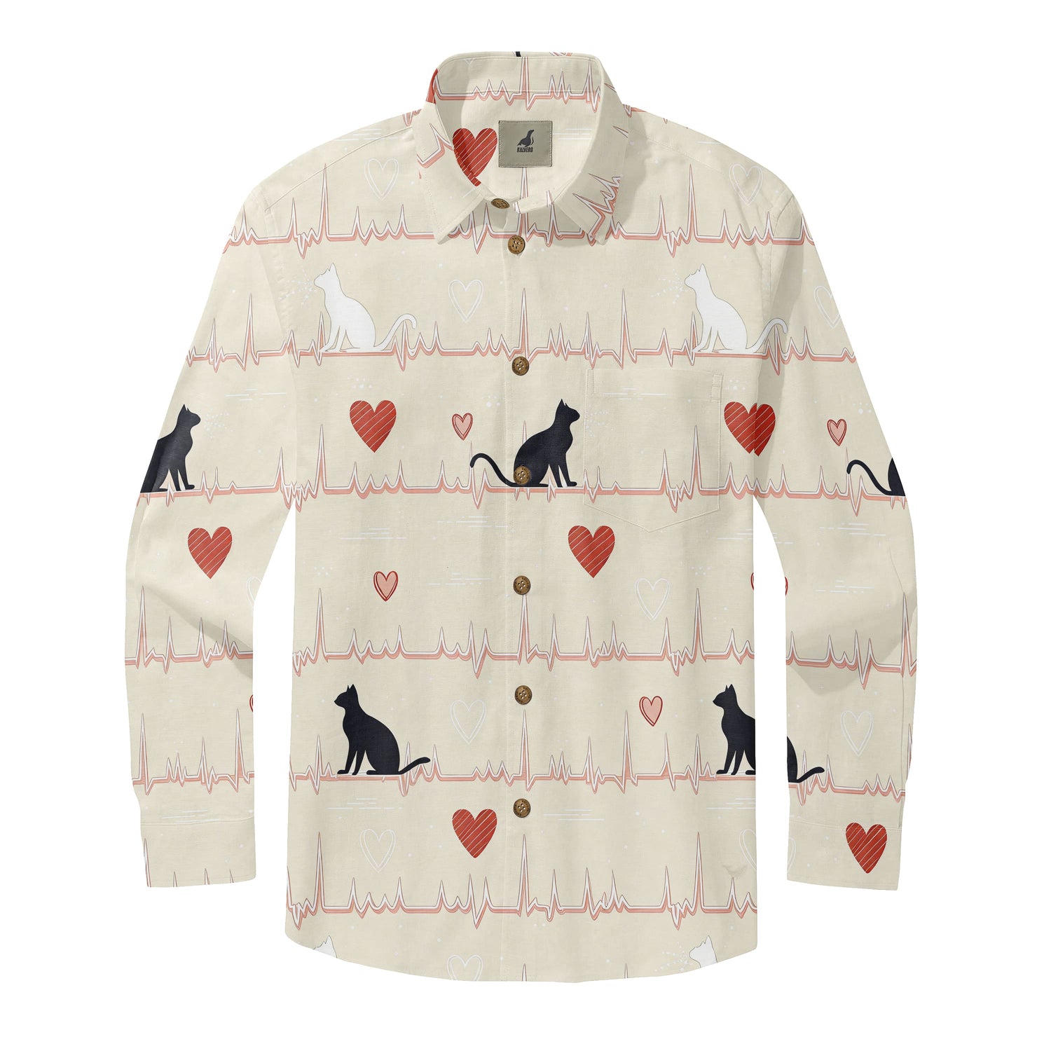 Cat EKG Long Sleeve Shirts