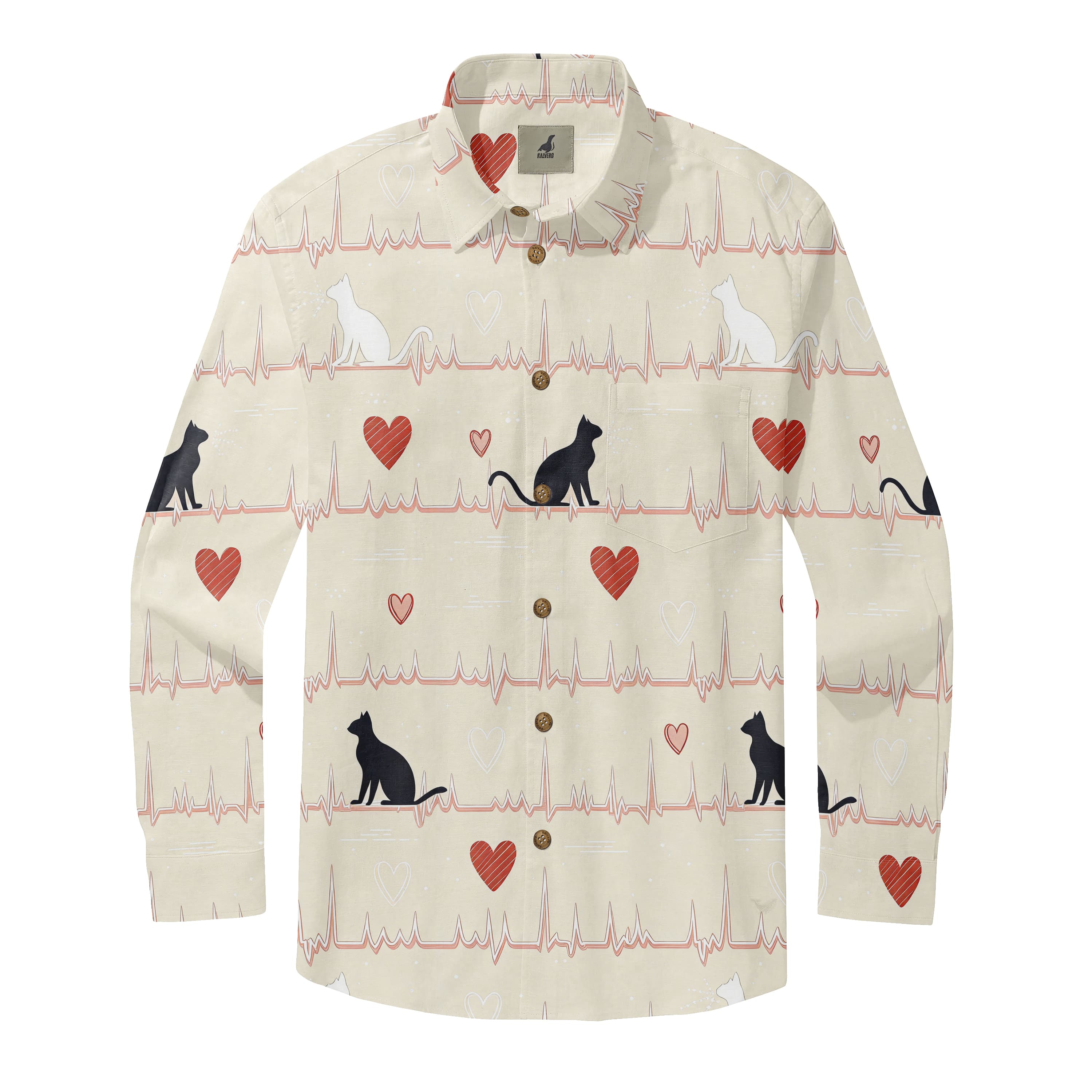 Cat EKG Long Sleeve Shirts