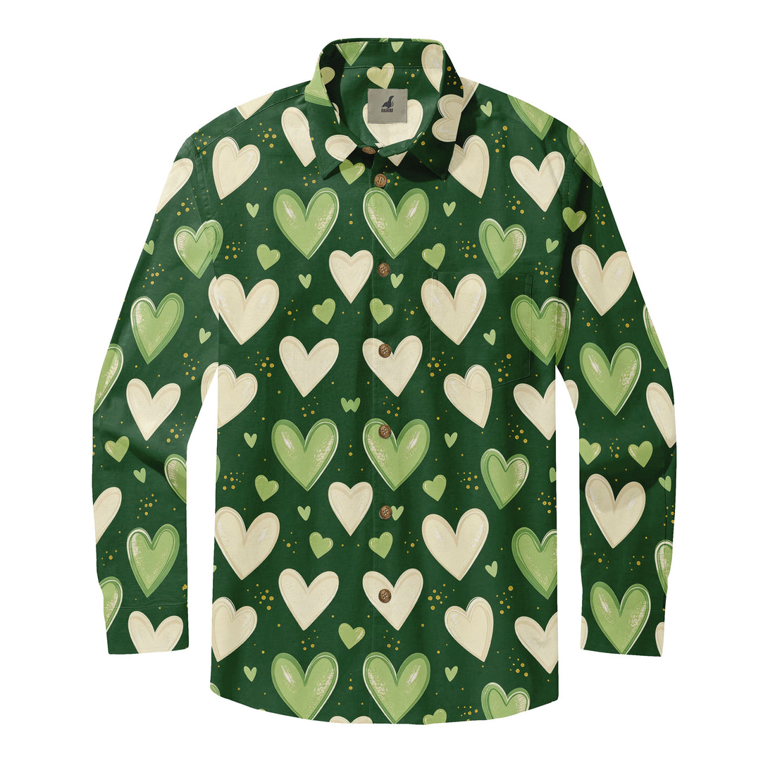 Cream Hearts Long Sleeve Shirts