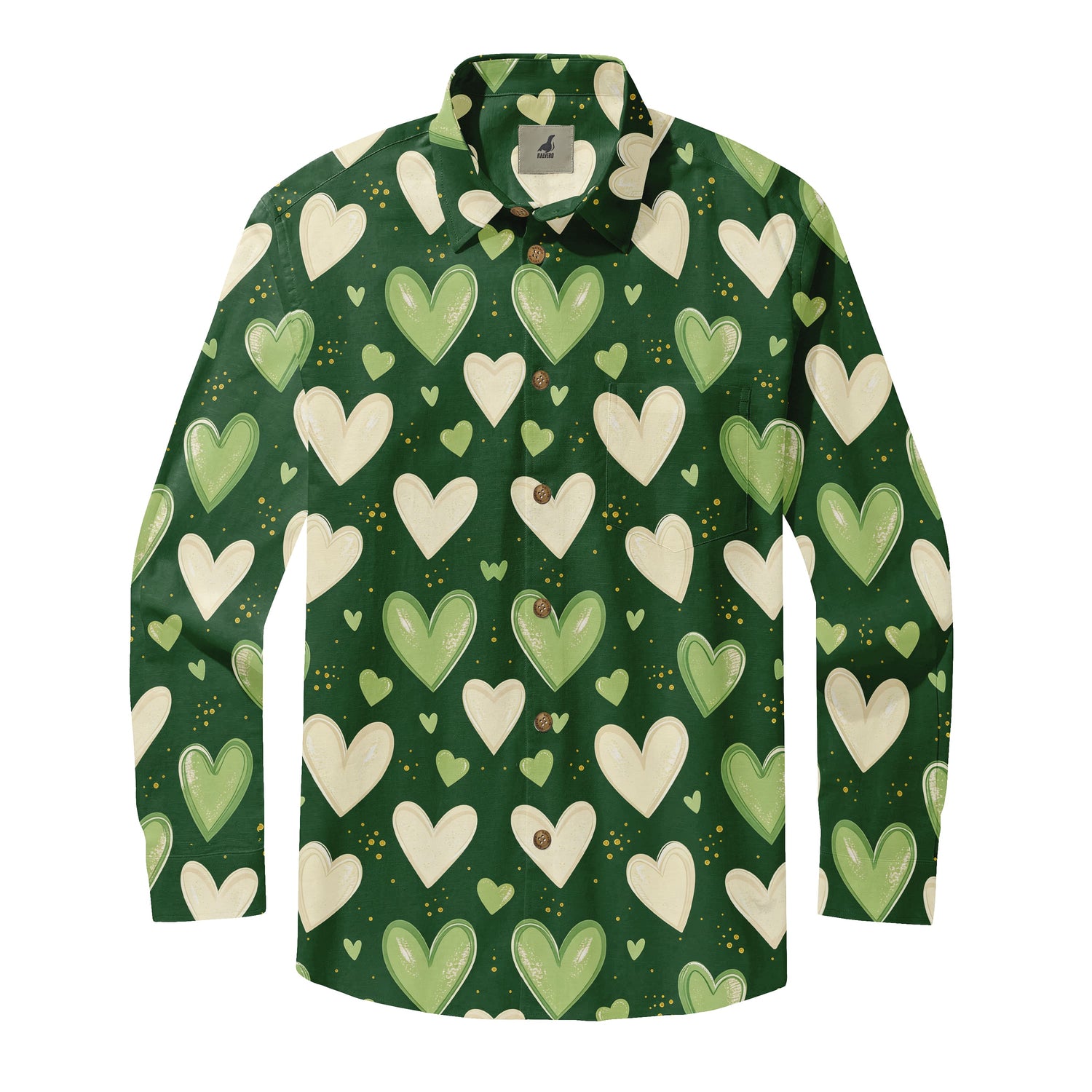 Cream Hearts Long Sleeve Shirts