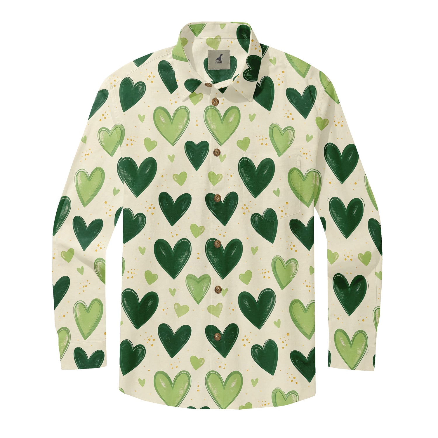 Green Hearts Long Sleeve Shirts