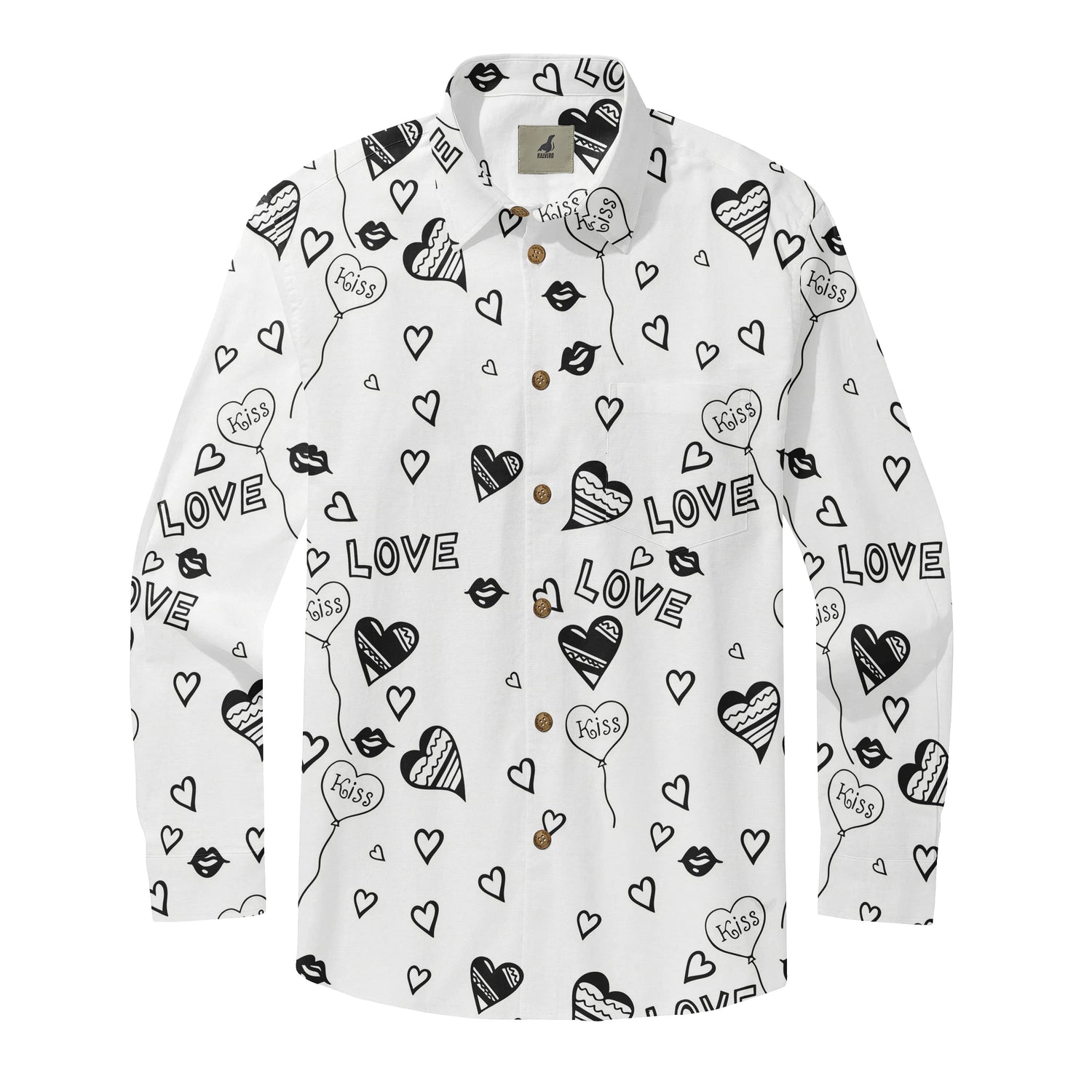 Monochrome Hearts Long Sleeve Shirt