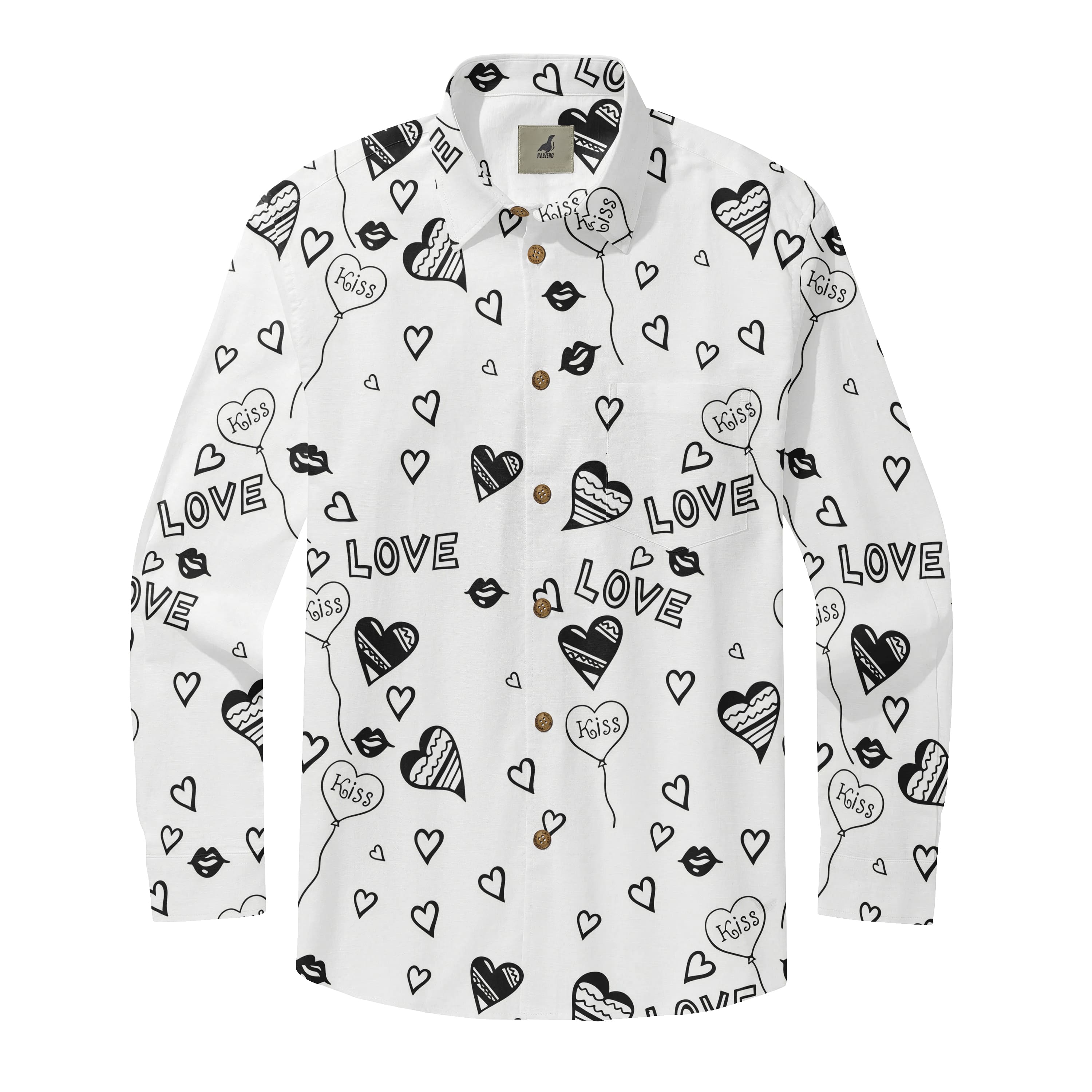 Monochrome Hearts Long Sleeve Shirt