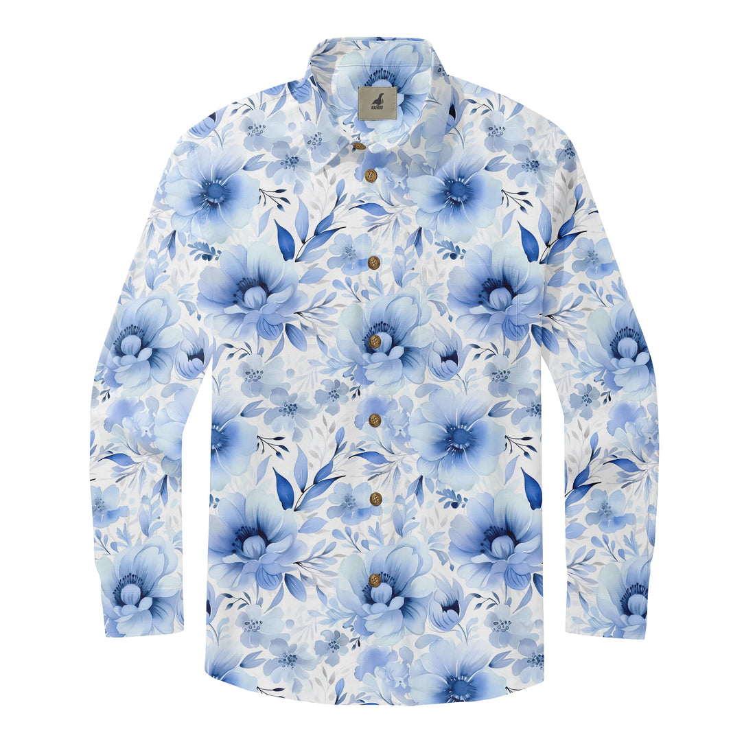 Blue Watercolor Long Sleeve Shirt