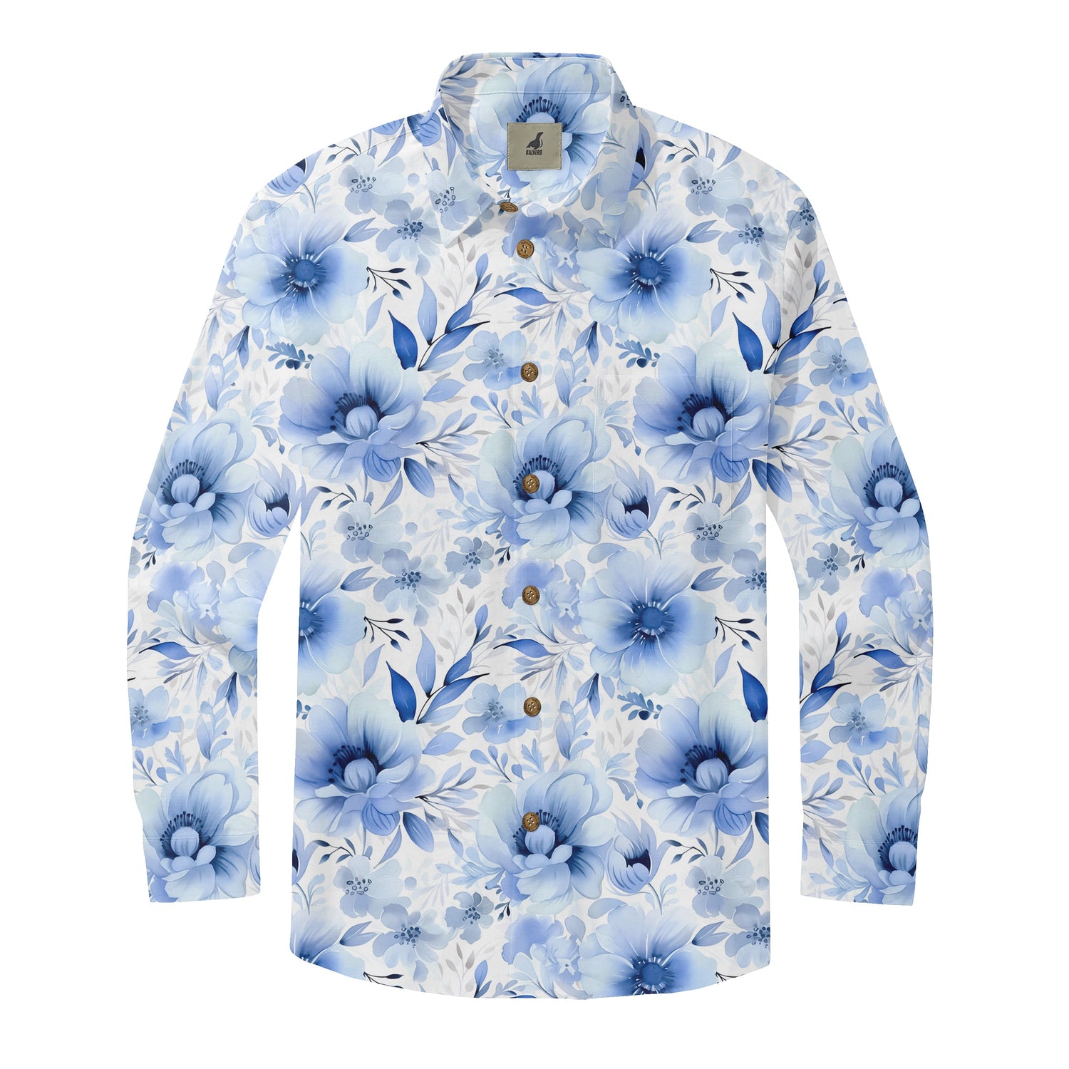 Blue Watercolor Long Sleeve Shirt