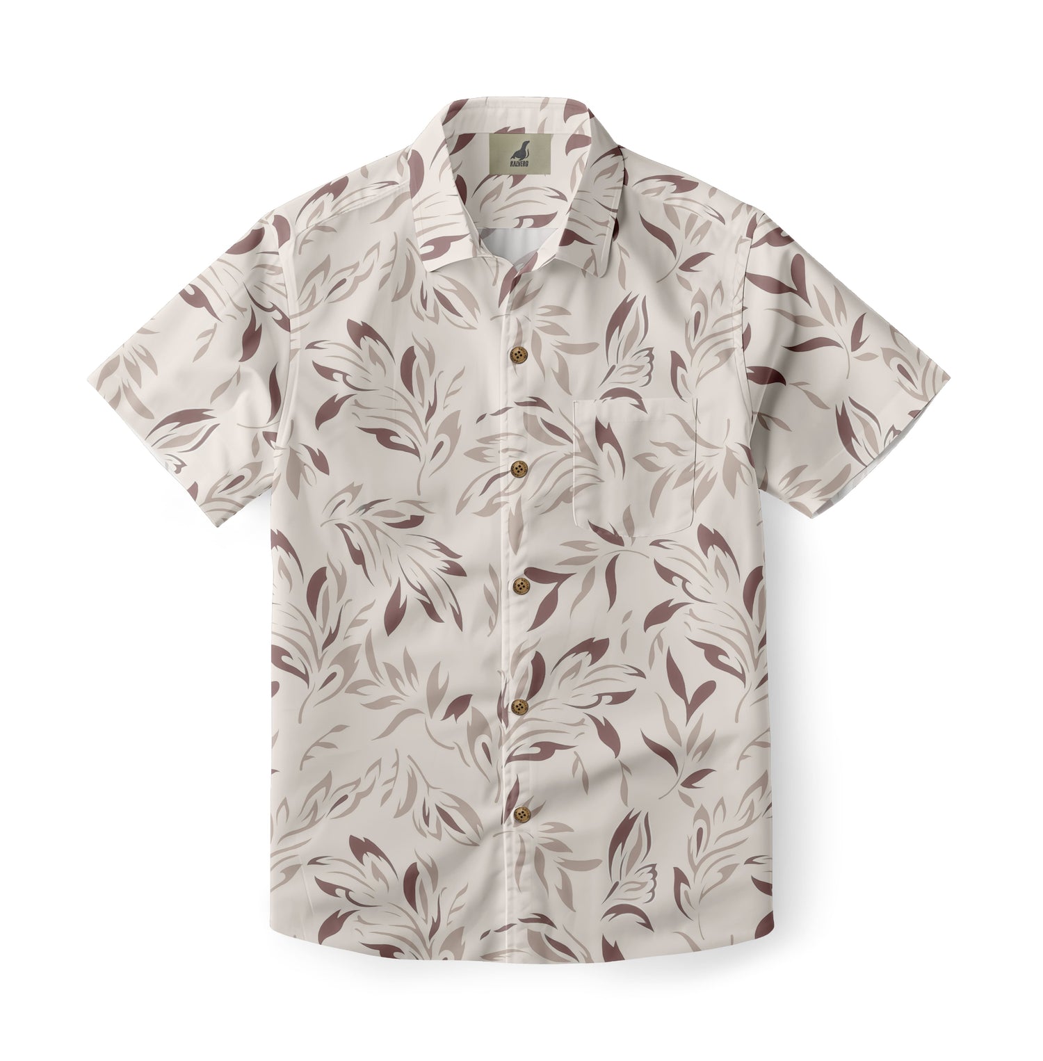 Neutral-Tone Leaf Aloha Shirt