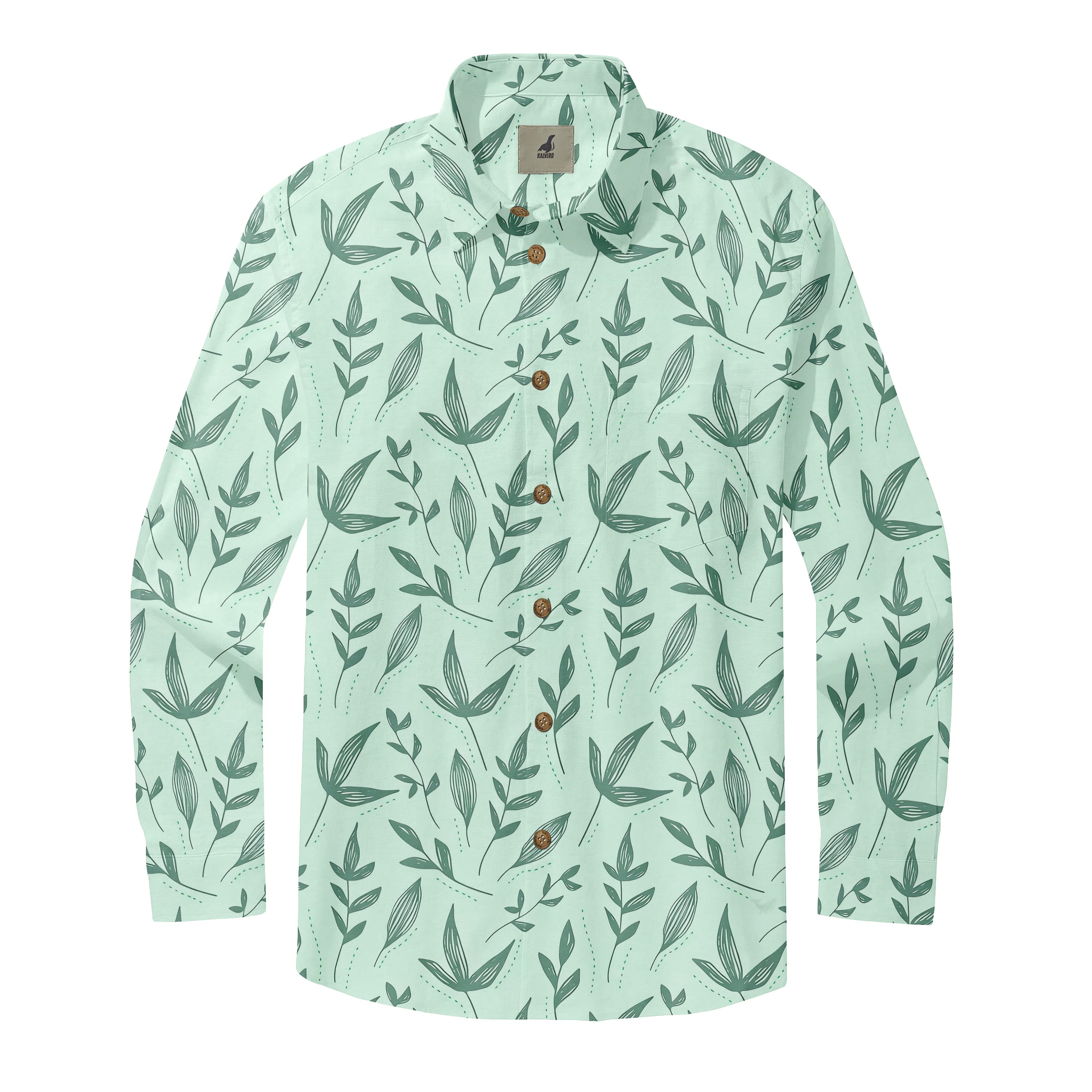 Mint Botanical Long Sleeve Shirt