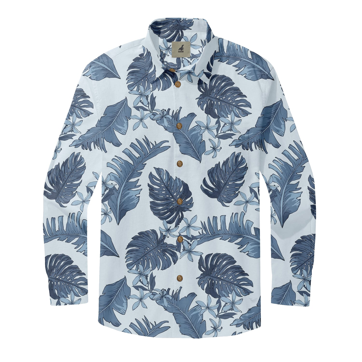 Blue Monstera Long Sleeve Shirt