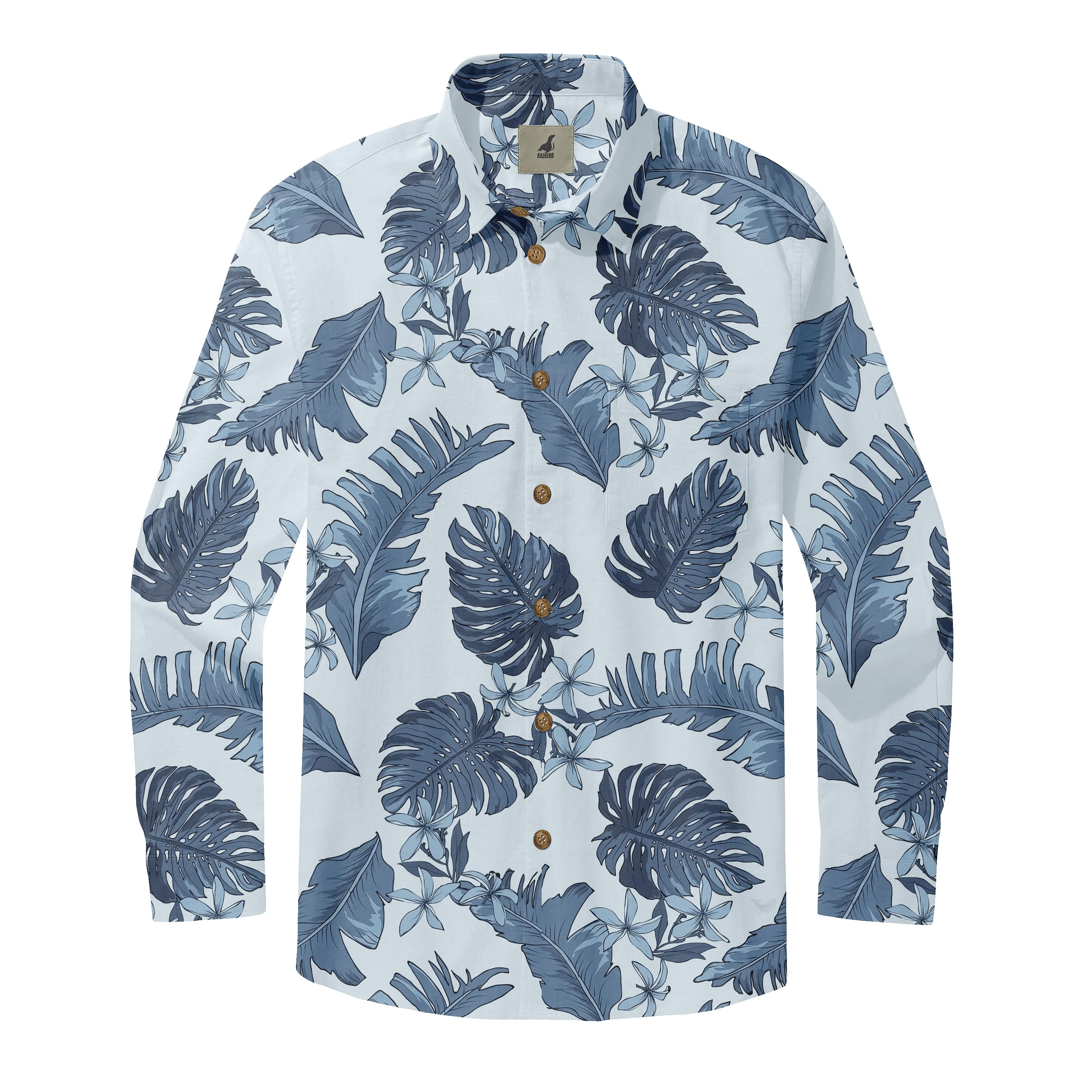 Blue Monstera Long Sleeve Shirt