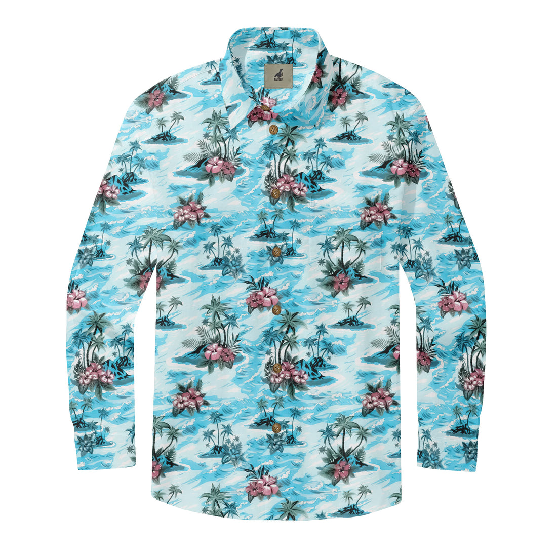 Azure Hibiscus Long Sleeve Shirt