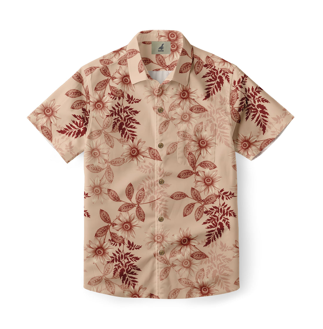 Beige Tropical Floral Hawaiian Shirt