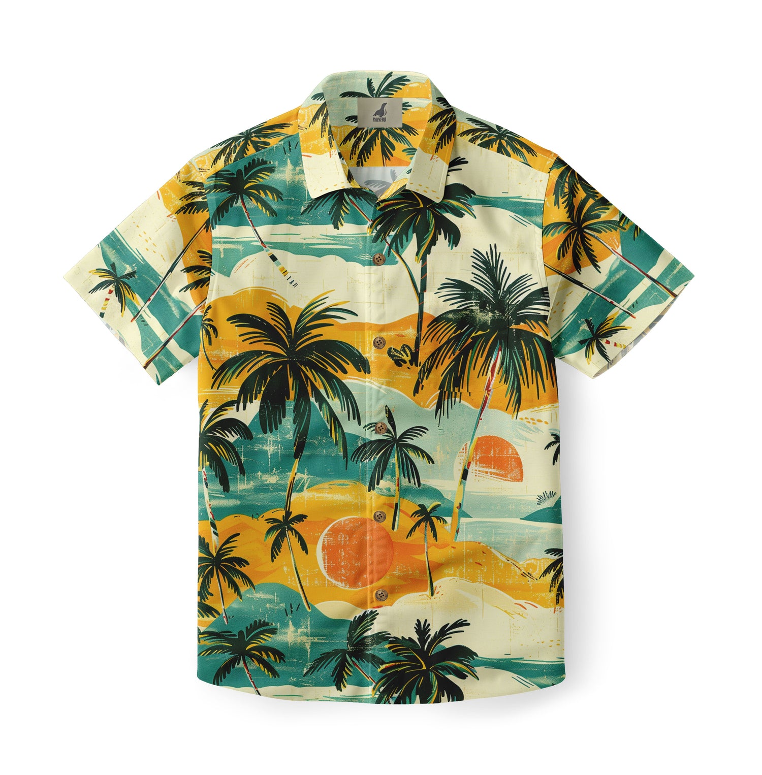 Cream Vintage Tropical Sunset Hawaiian Shirt