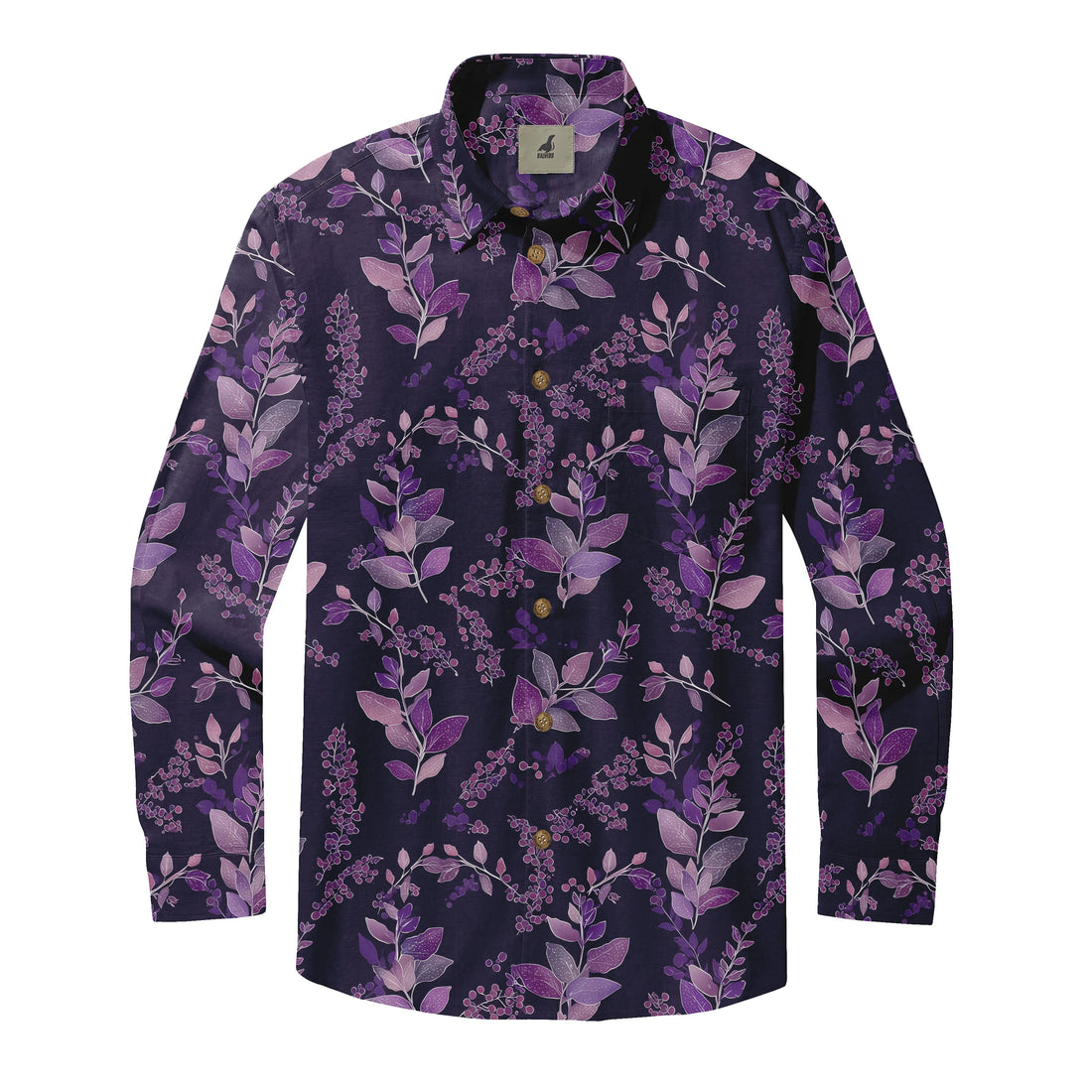 Purple Botanical Long Sleeve Hawaiian Shirt