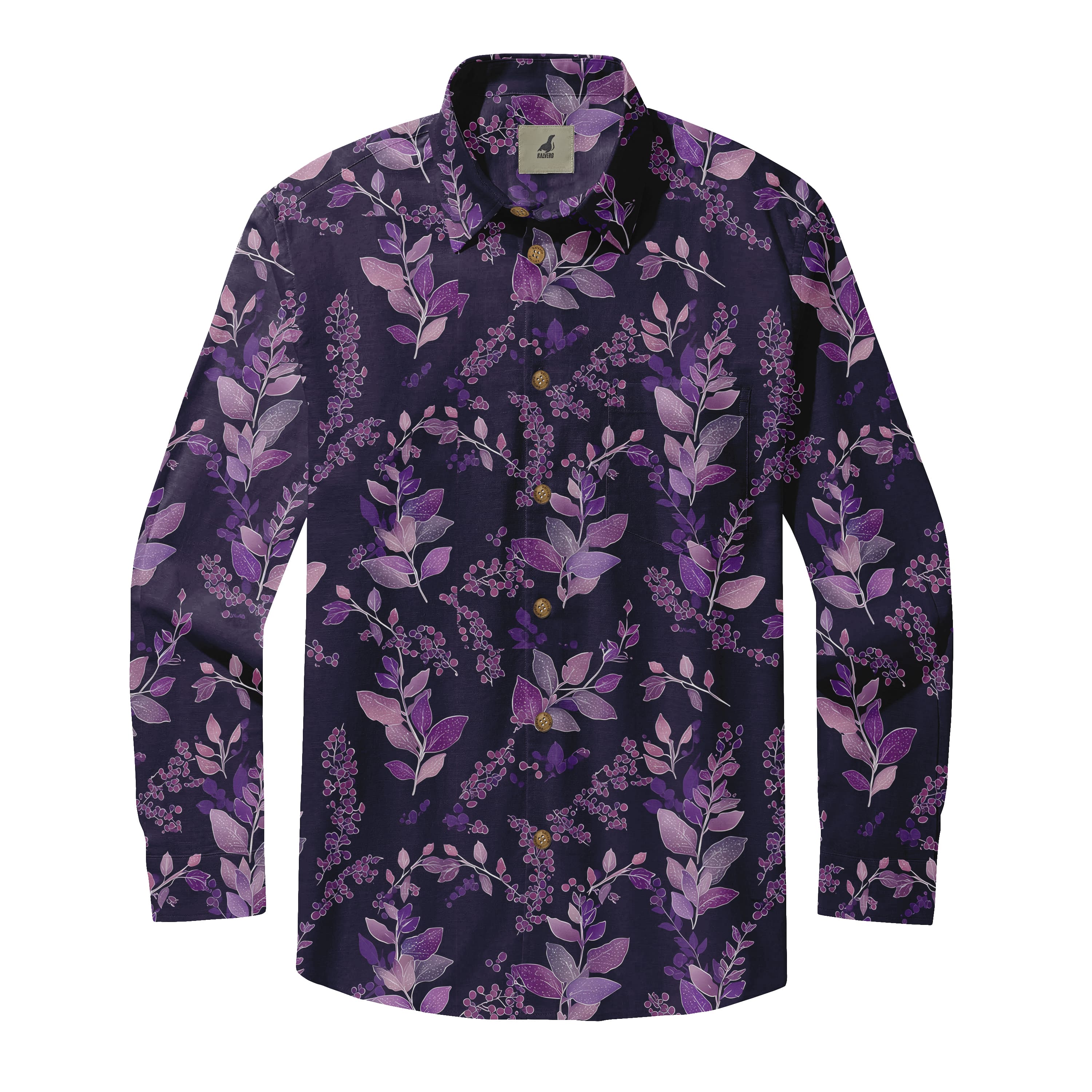 Purple Botanical Long Sleeve Hawaiian Shirt
