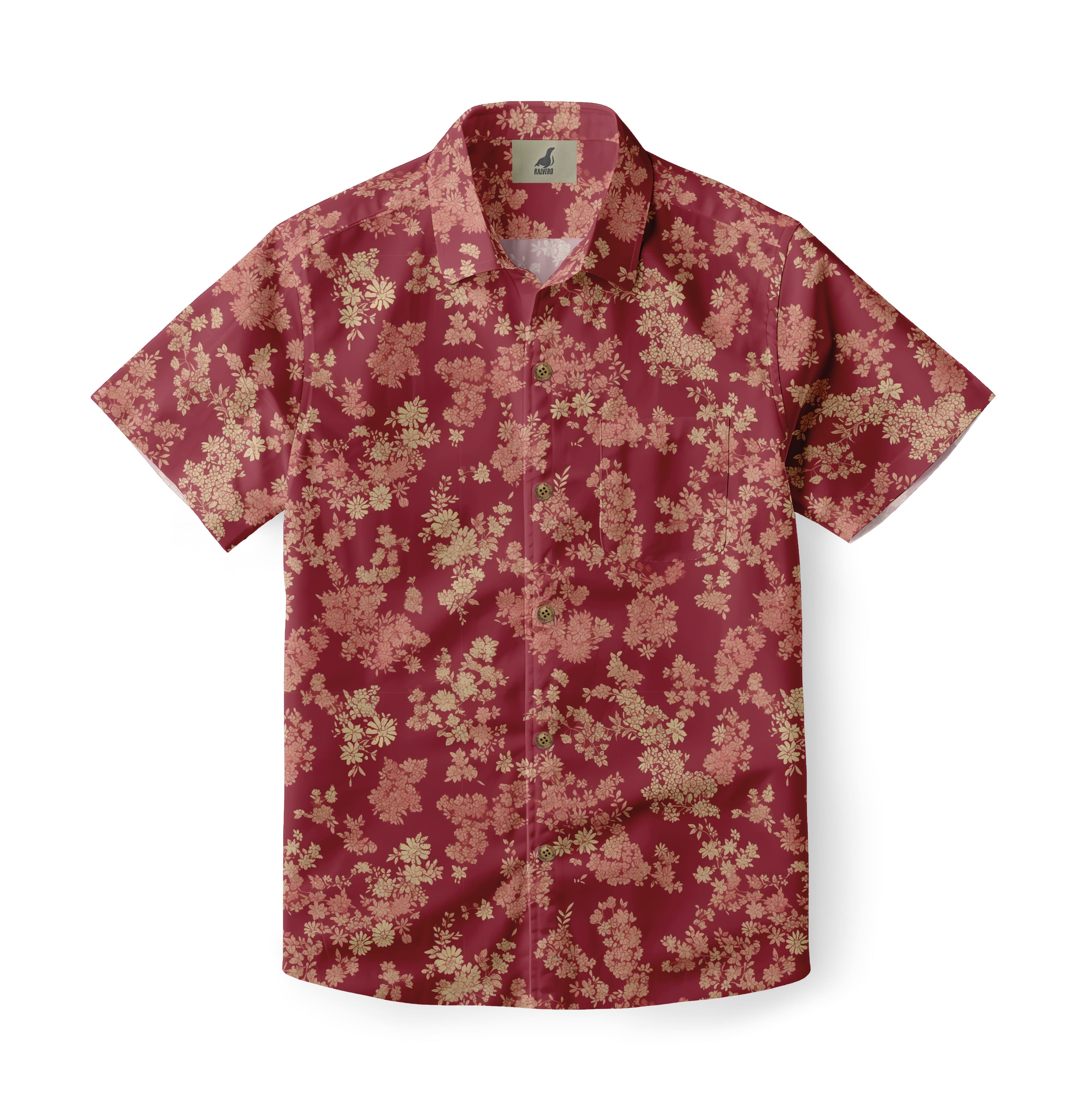 Burgundy Vintage Floral Hawaiian Shirt