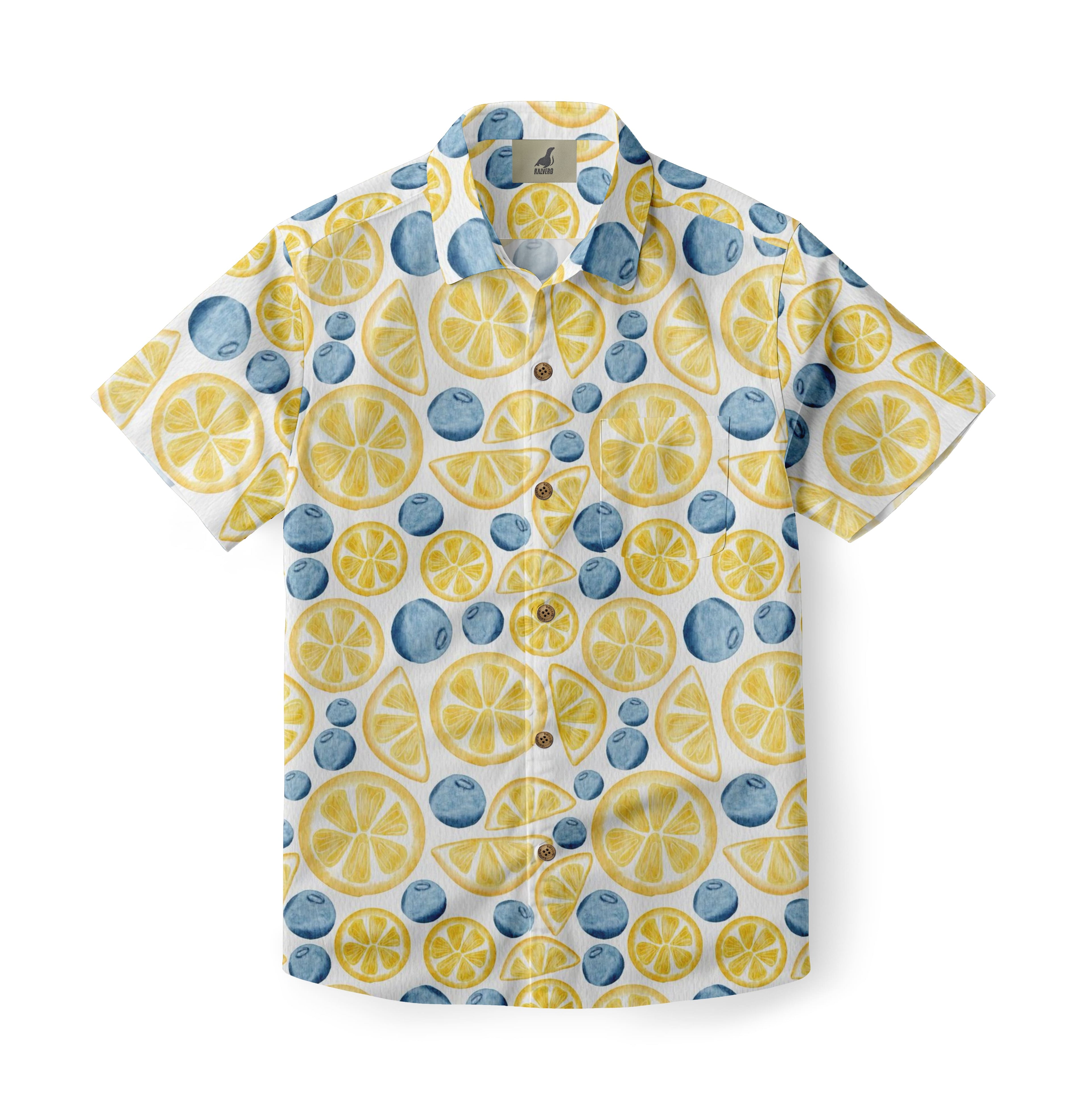 White Lemon &amp; Blueberry Hawaiian Shirt