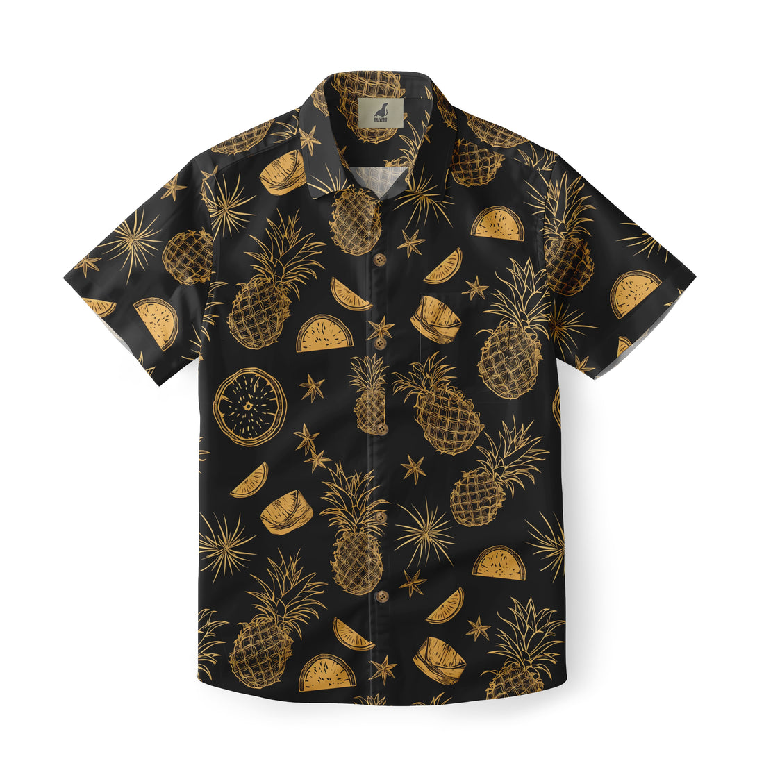 Black Gold Tropical Fruit Hawaiian Shirt
