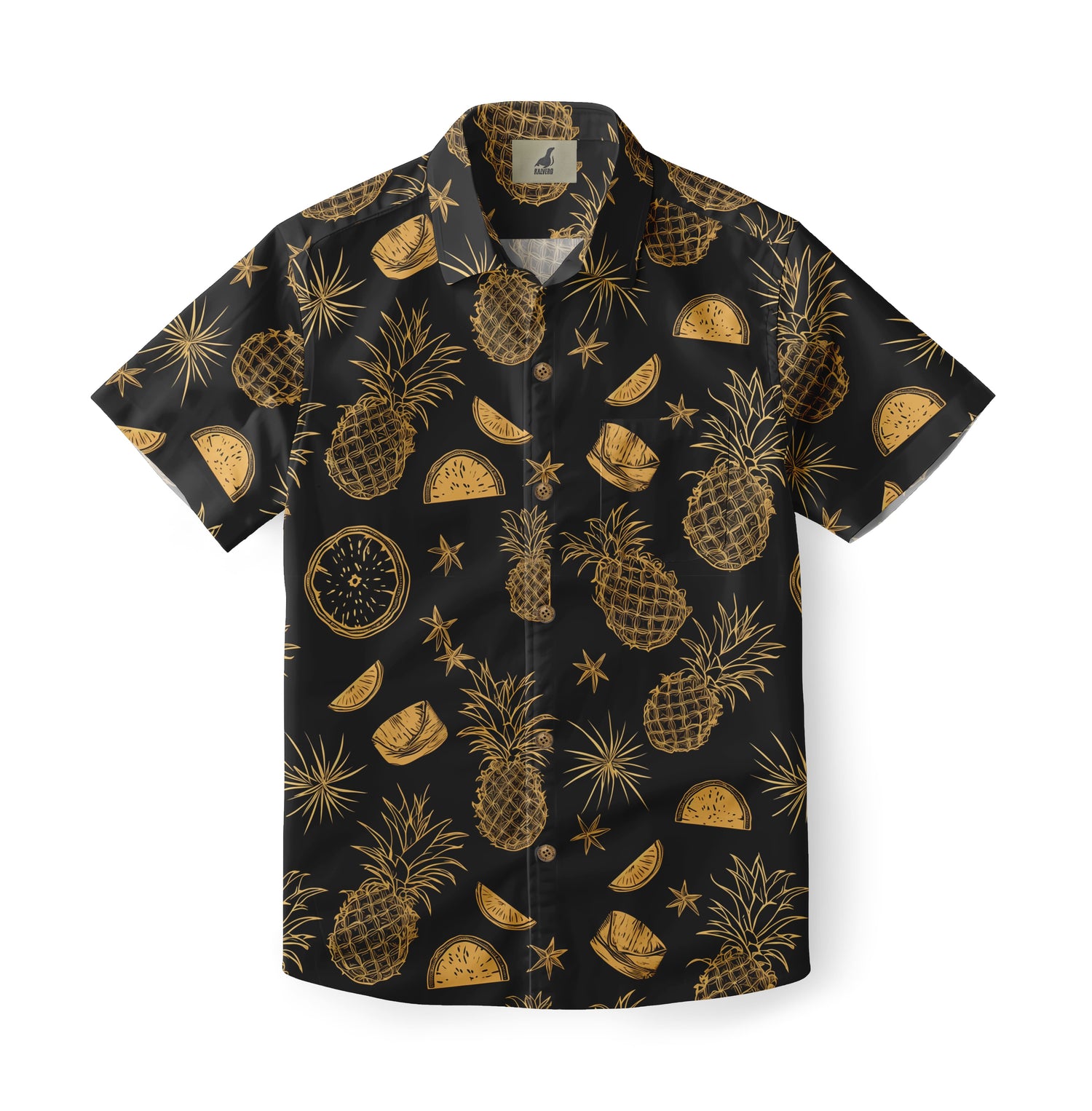 Black Gold Tropical Fruit Hawaiian Shirt
