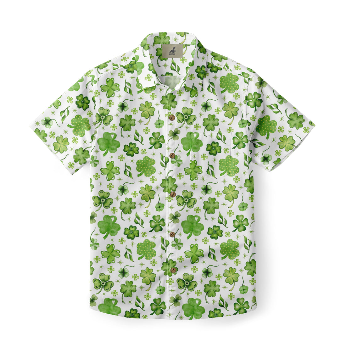 White Green Shamrock Clover Hawaiian Shirt