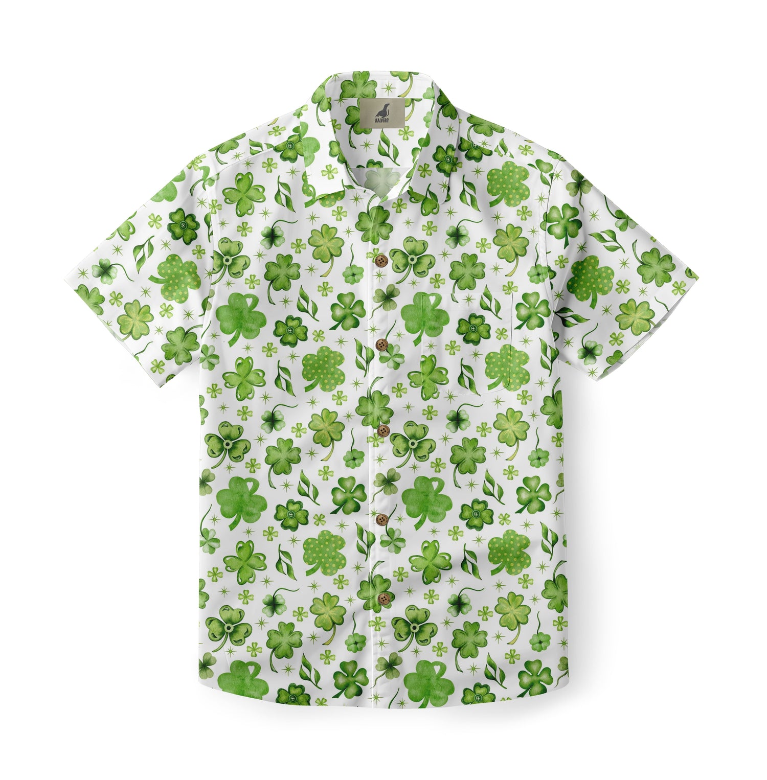 White Green Shamrock Clover Hawaiian Shirt