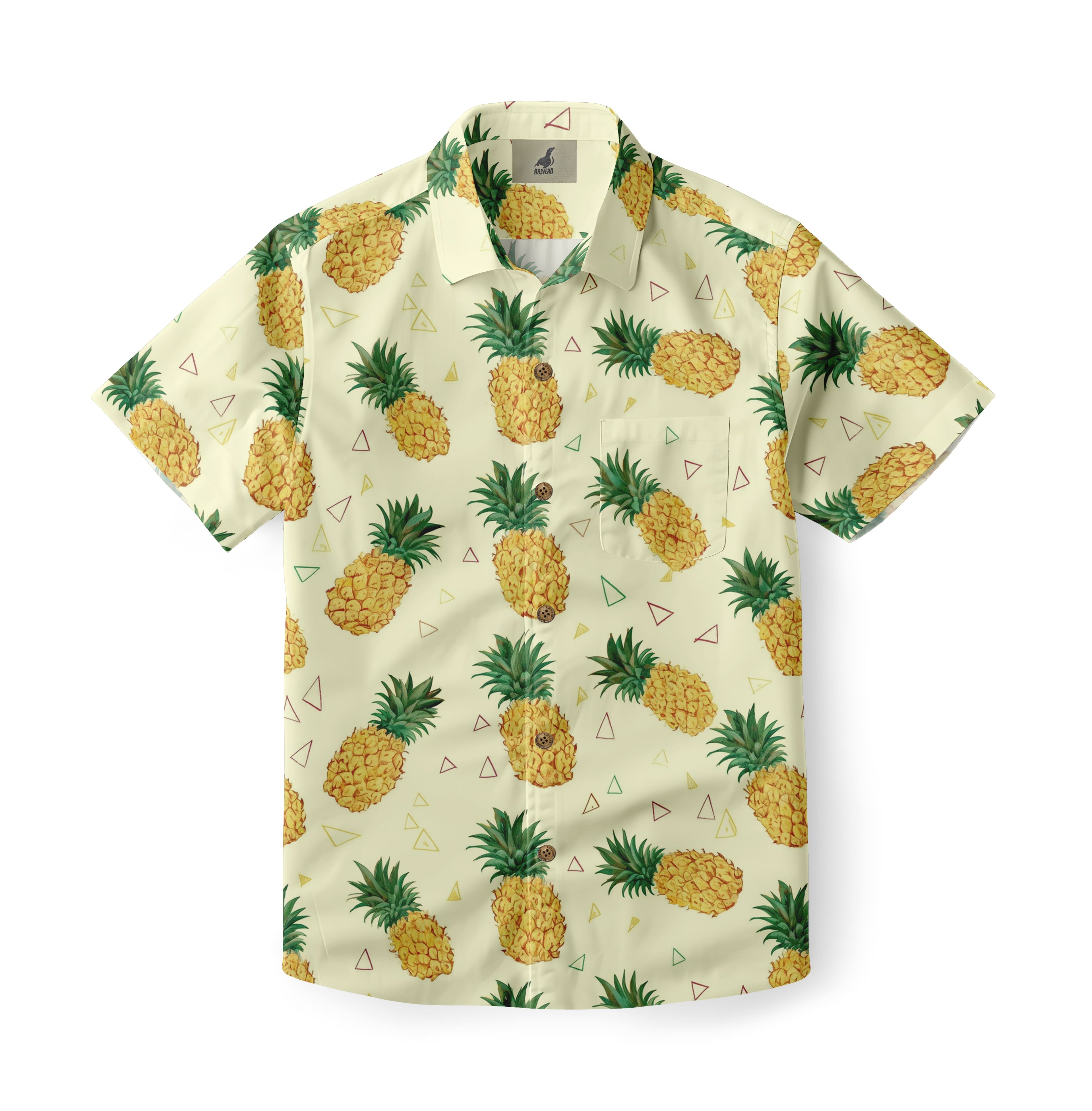 Cream Pineapple Print Hawaiian Shirt