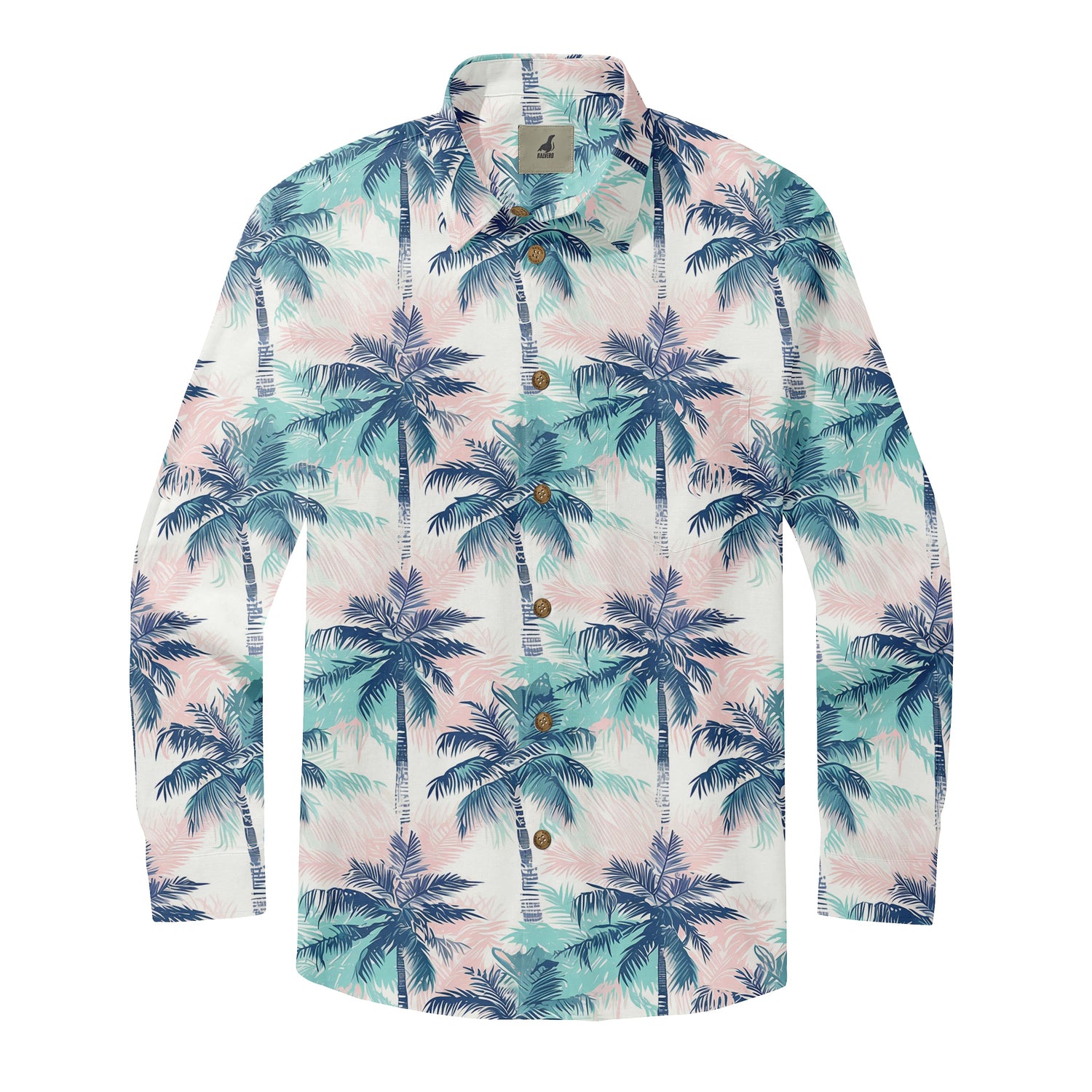 White Palm Tree Long Sleeve Hawaiian Shirt