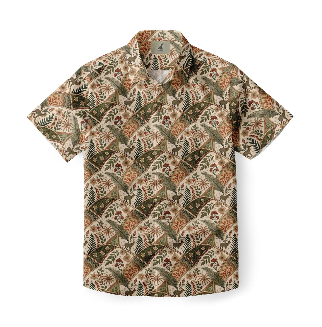 Beige Vintage Botanical Deer Hawaiian Shirt