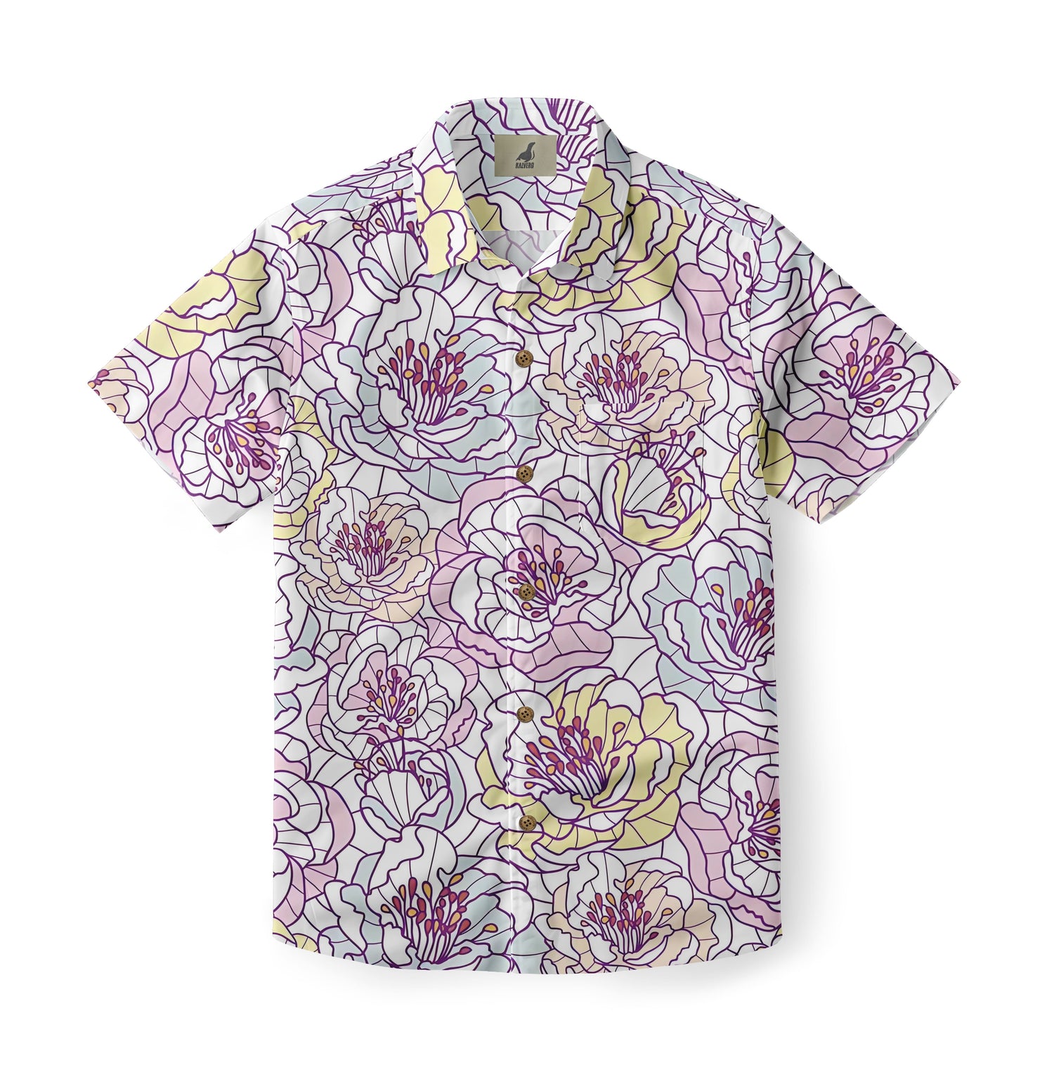 White Pastel Floral Stained Glass Hawaiian Shirt
