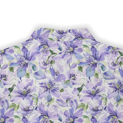  Elegant floral shirt with a lavender motif, ideal for a calm and peaceful look.