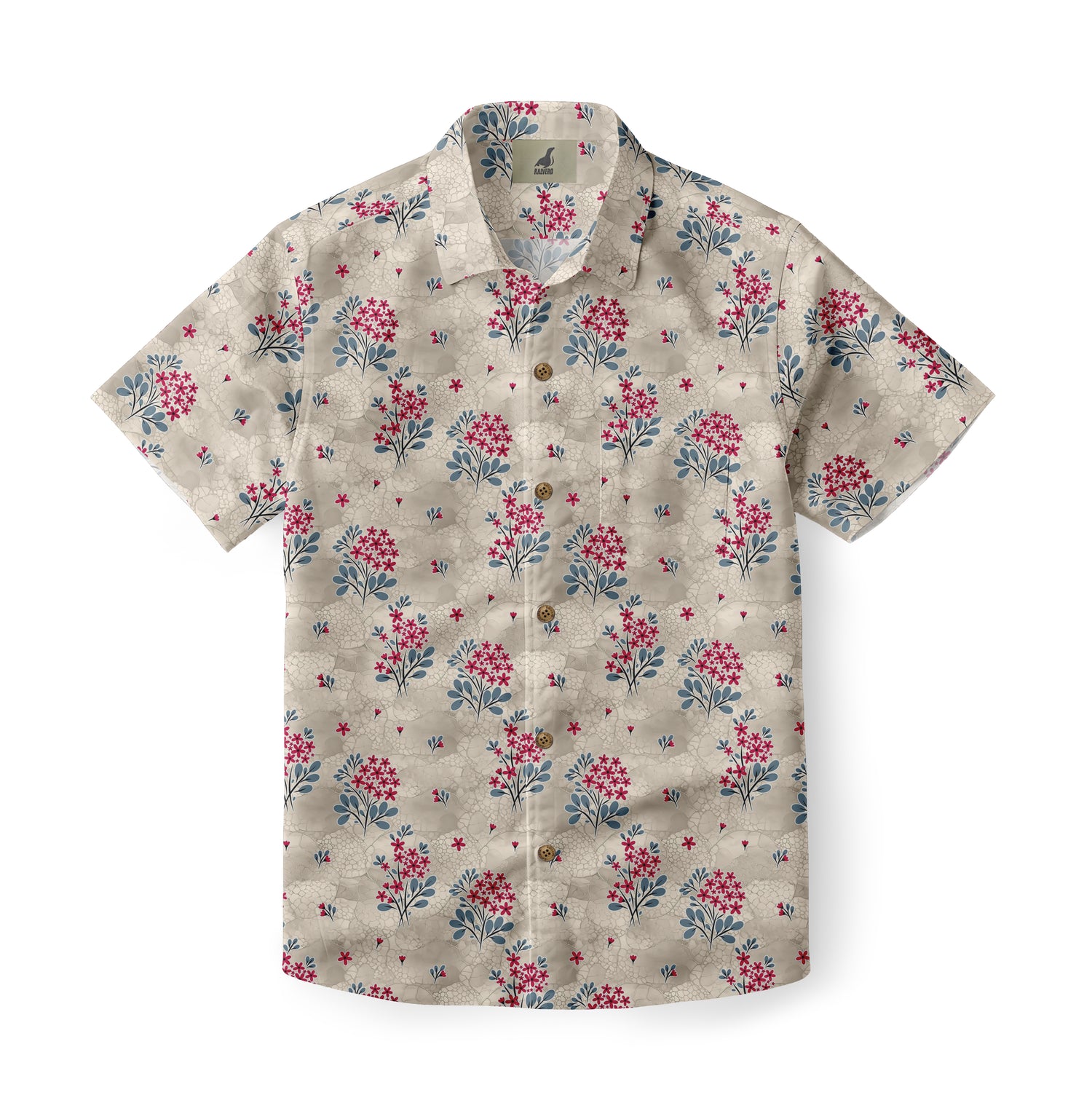 Beige Tropical Floral Hawaiian Shirt