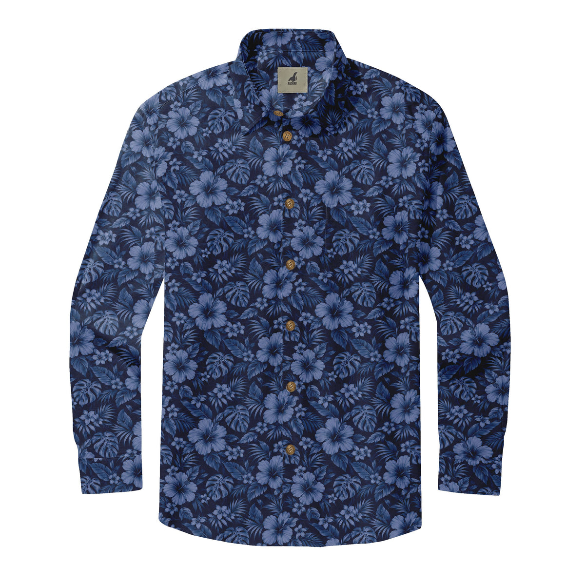 Midnight Blue Hibiscus Long Sleeve Shirt