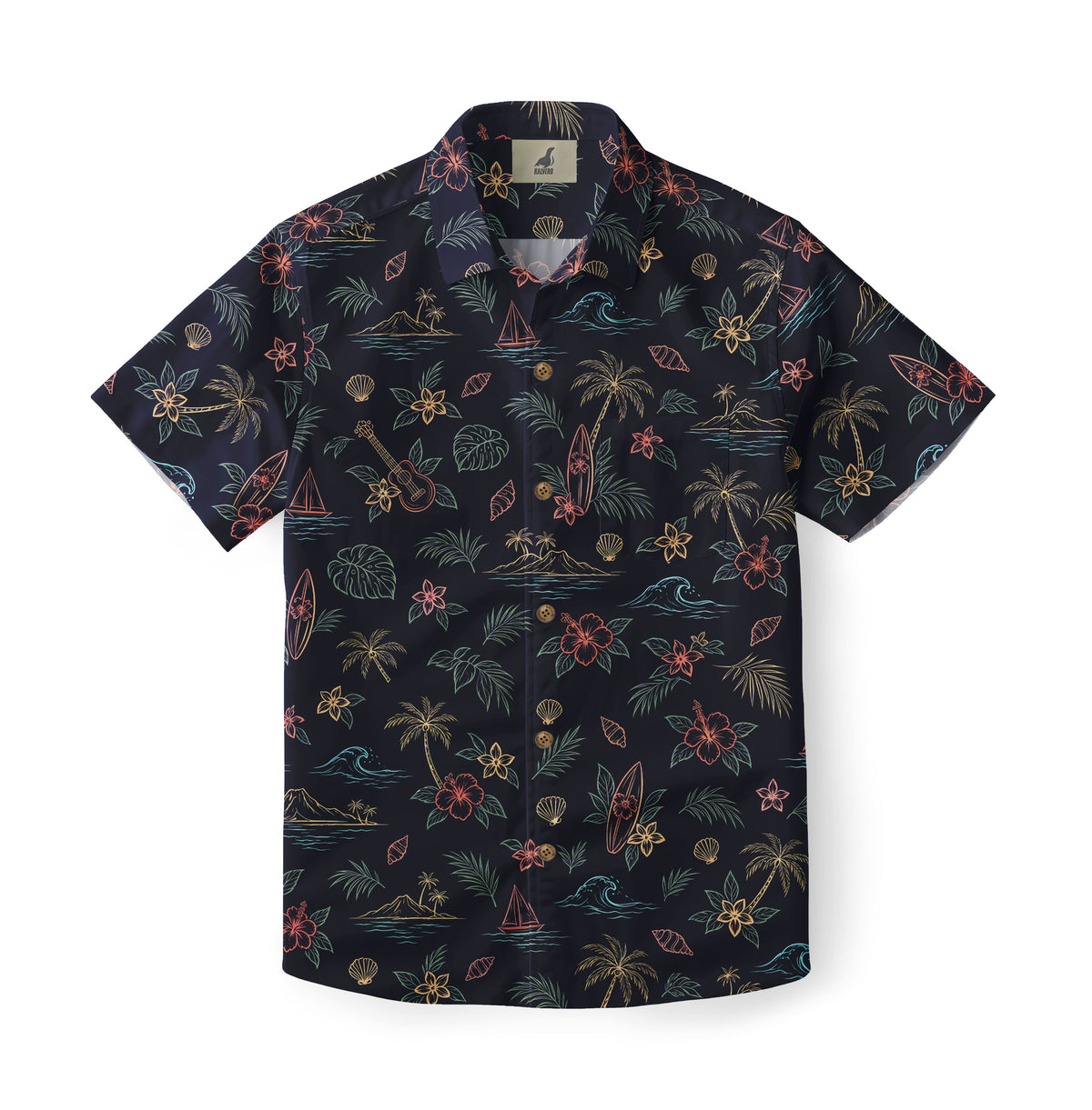 Midnight Island Sketch Hawaiian Shirt