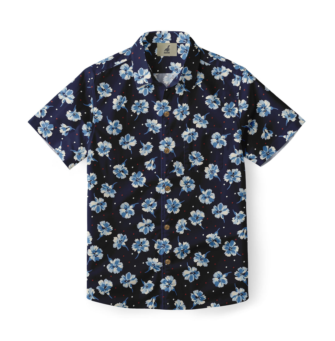 Navy Tropical Floral Hawaiian Shirt