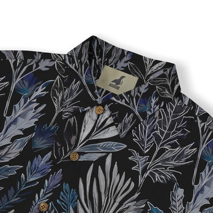 Sophisticated leaf design on a dark background shirt