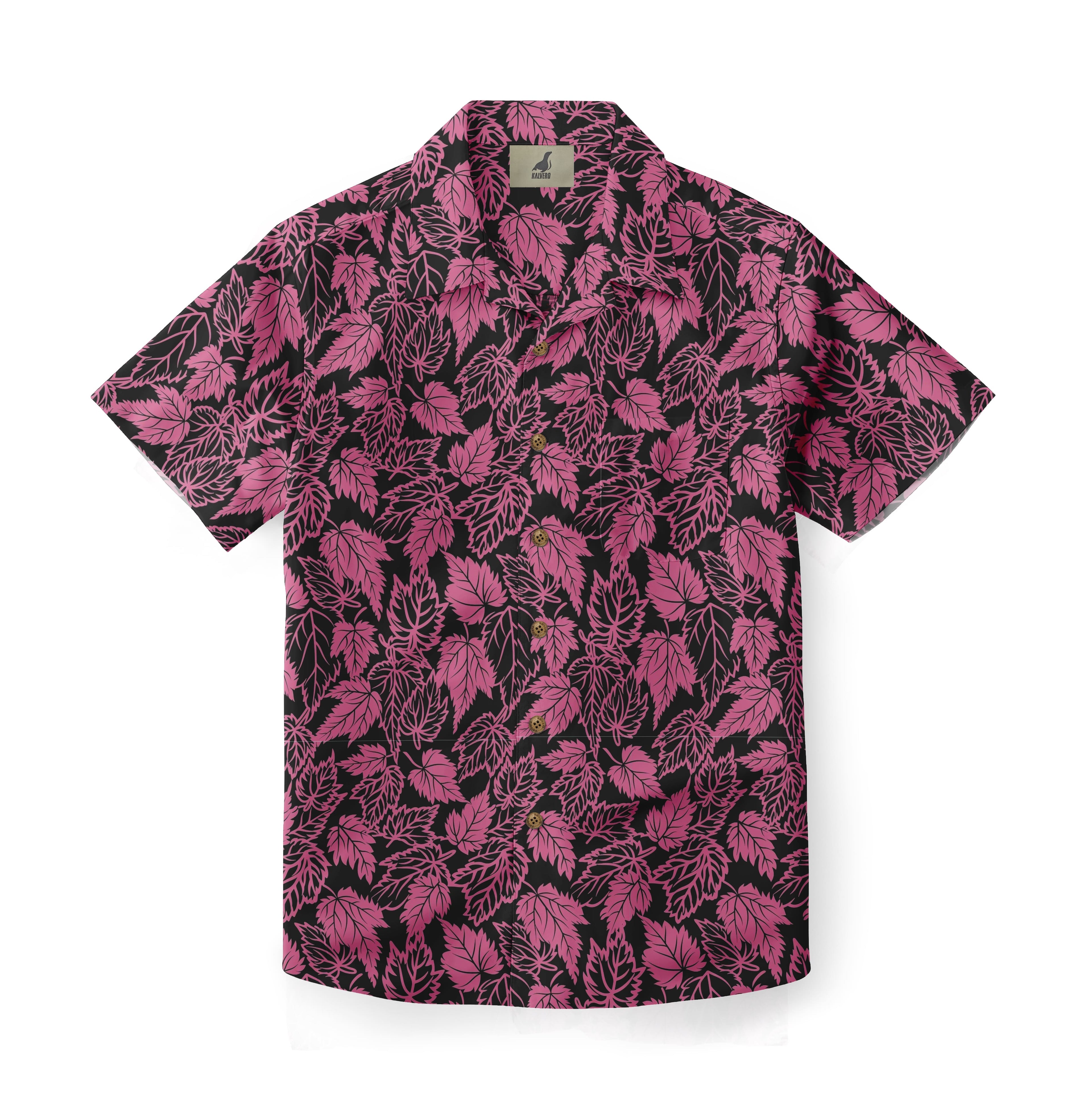 Midnight Fuchsia Leaf Hawaiian Shirt