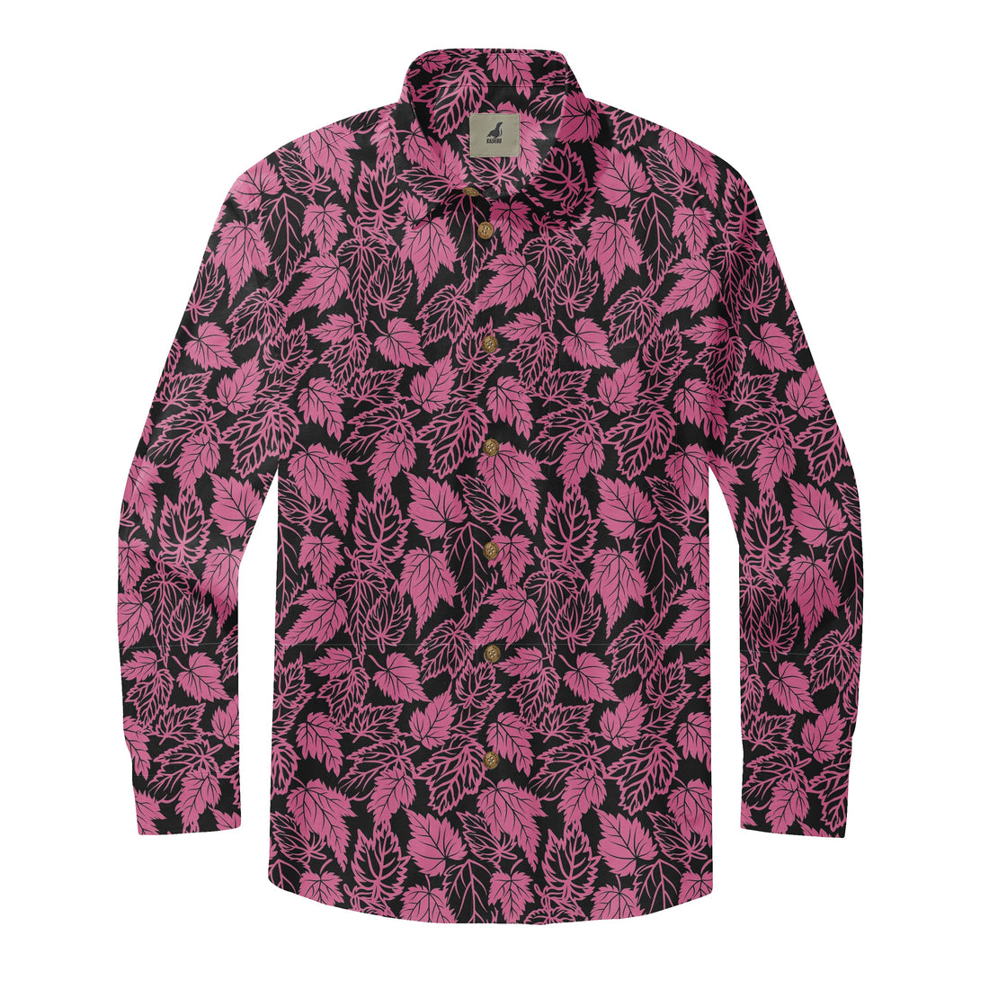 Midnight Fuchsia Leaf Long Sleeve Shirts