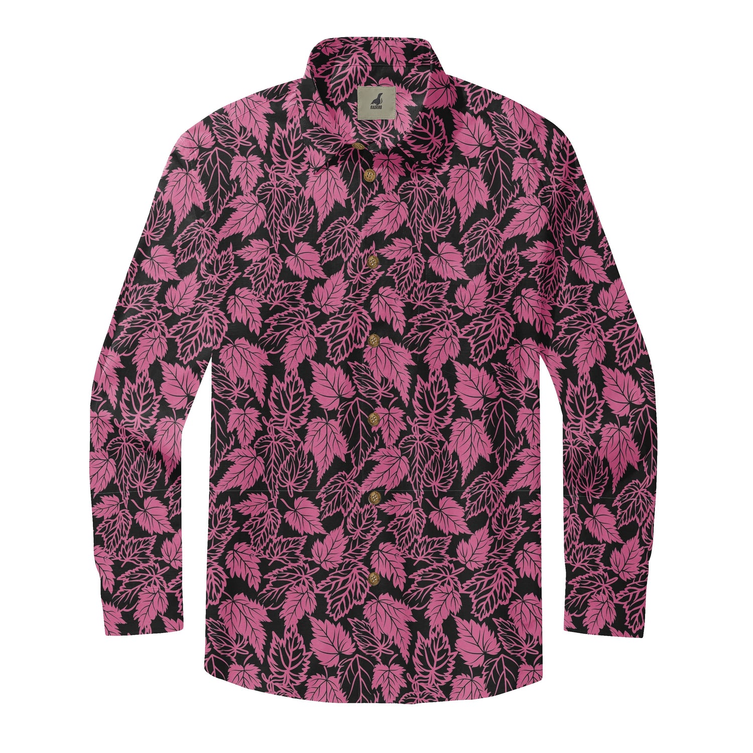Midnight Fuchsia Leaf Long Sleeve Shirts