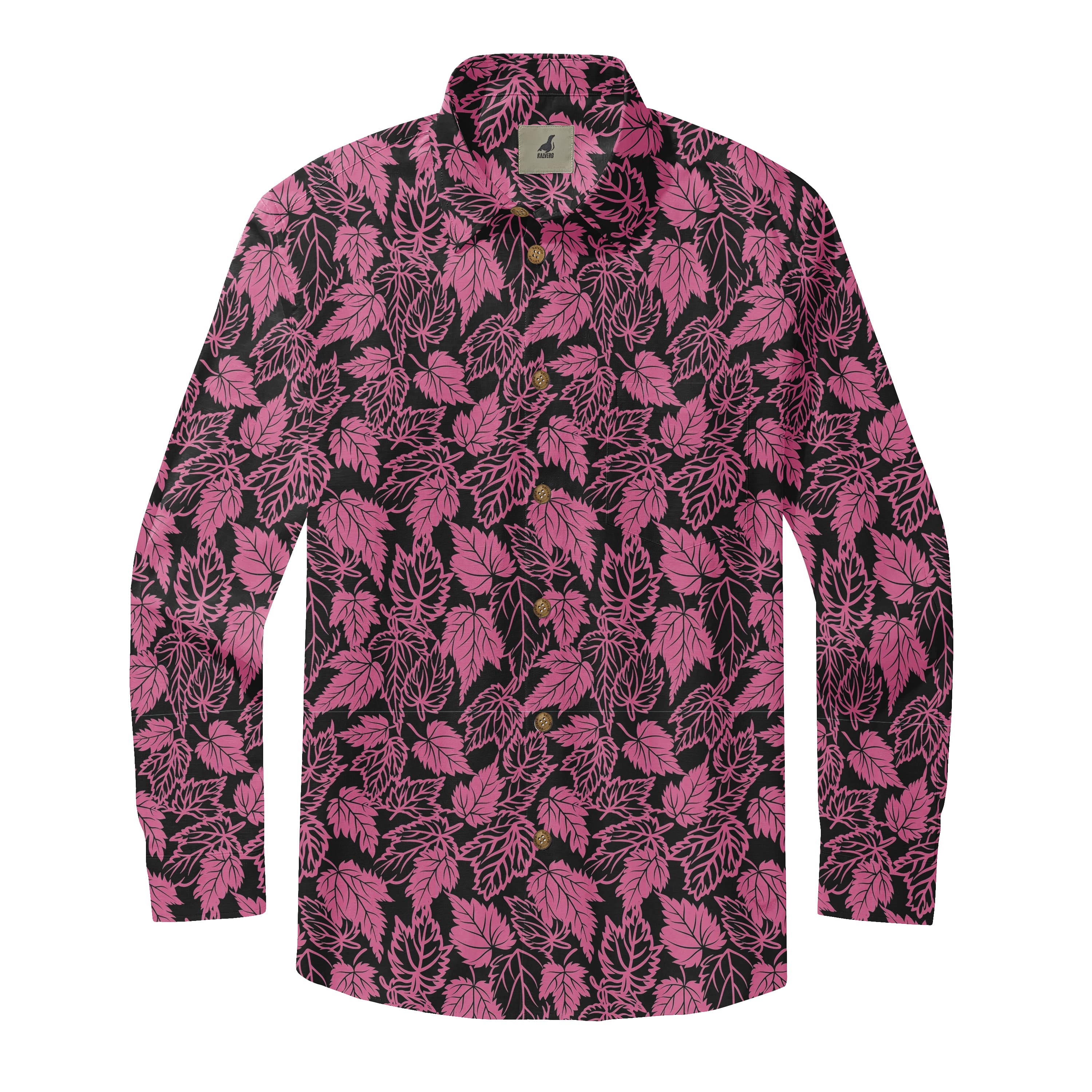 Midnight Fuchsia Leaf Long Sleeve Shirts