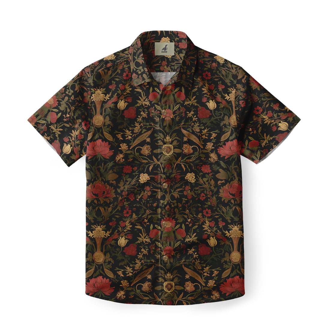 Black Vintage Floral Hawaiian Shirt