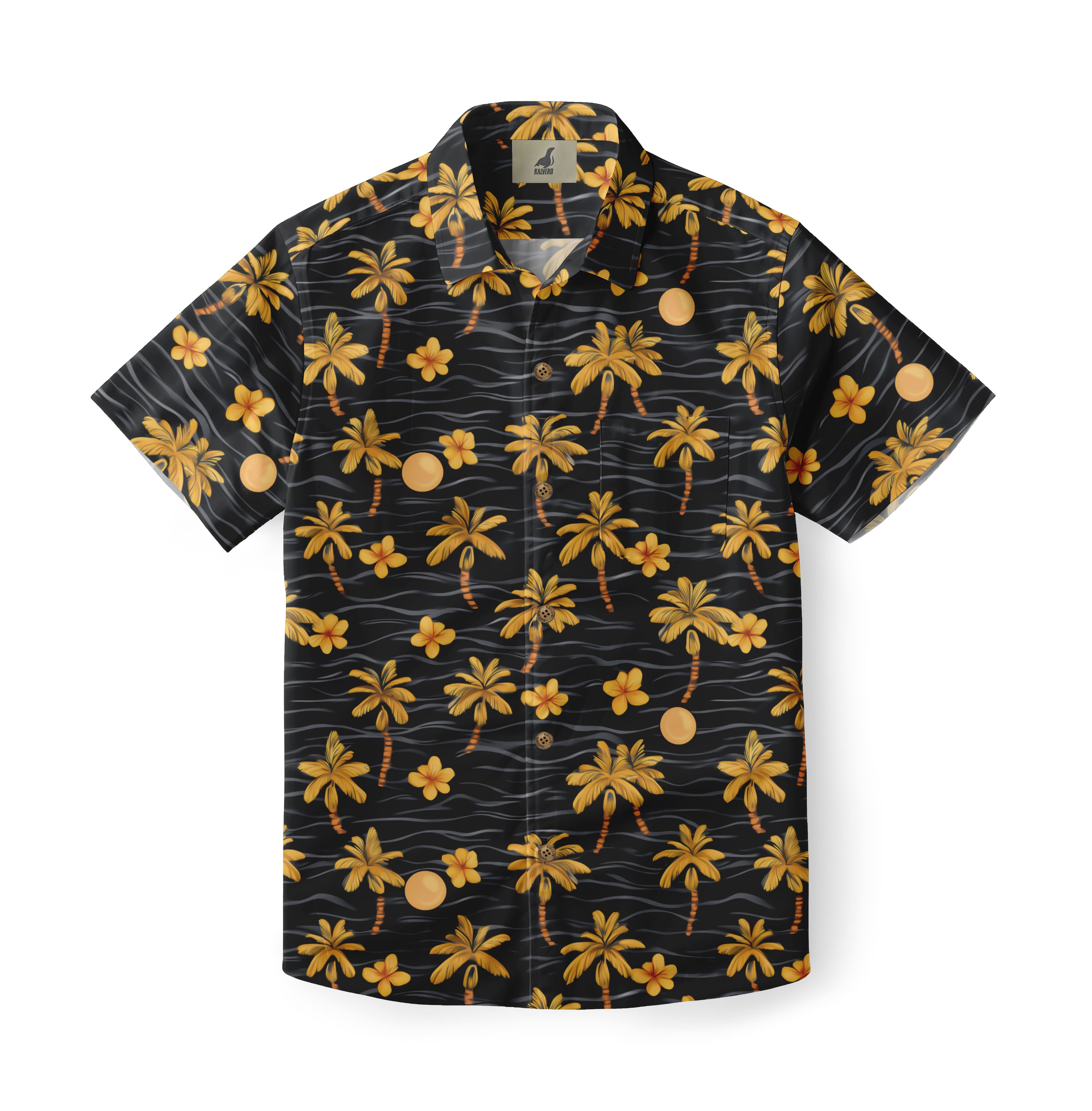 Black Gold Palm Tree Hawaiian Shirt