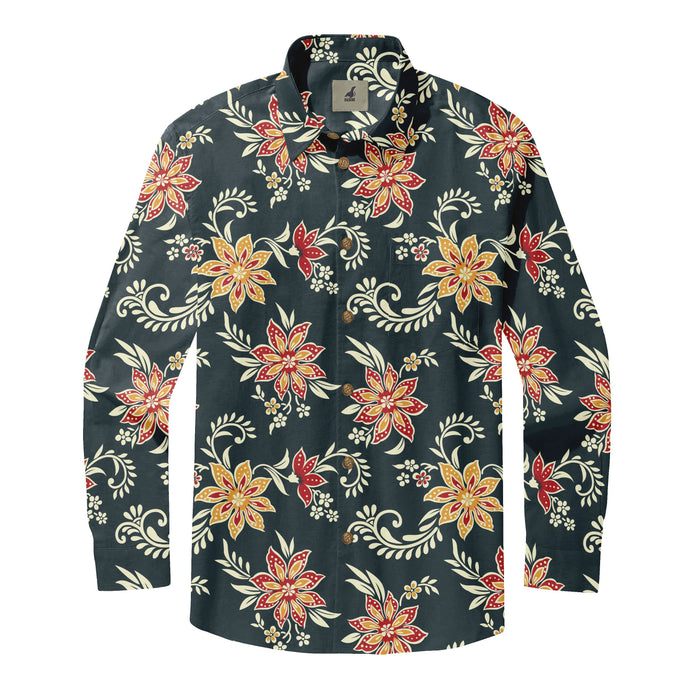 Midnight Hibiscus Bloom Long Sleeve Shirts