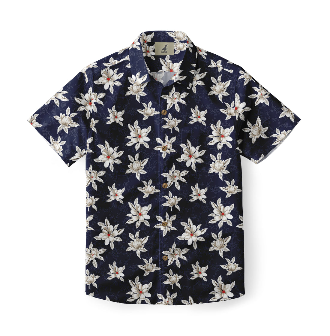 Midnight Navy Plumeria Aloha Hawaiian Shirt
