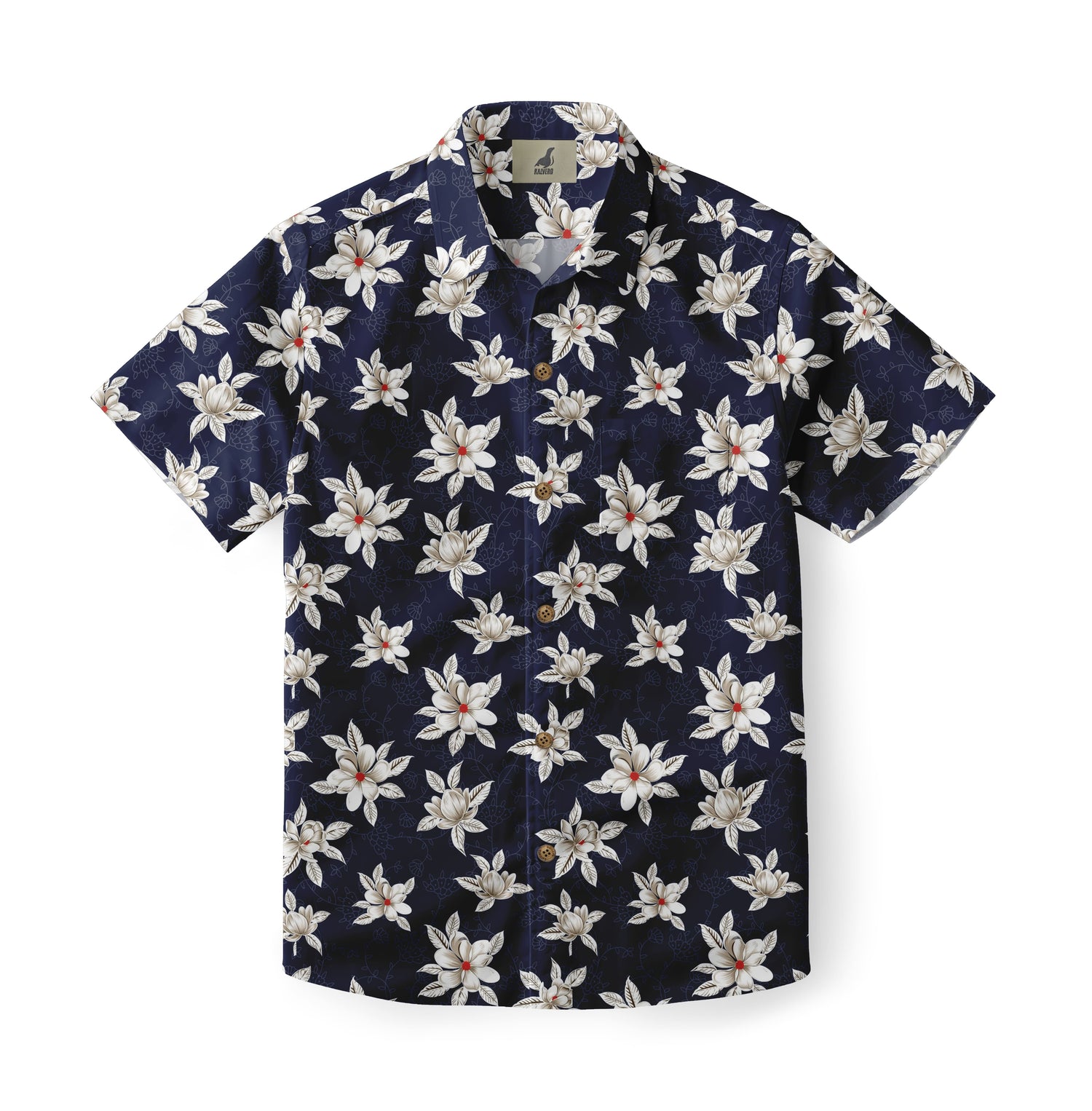 Midnight Navy Plumeria Aloha Hawaiian Shirt