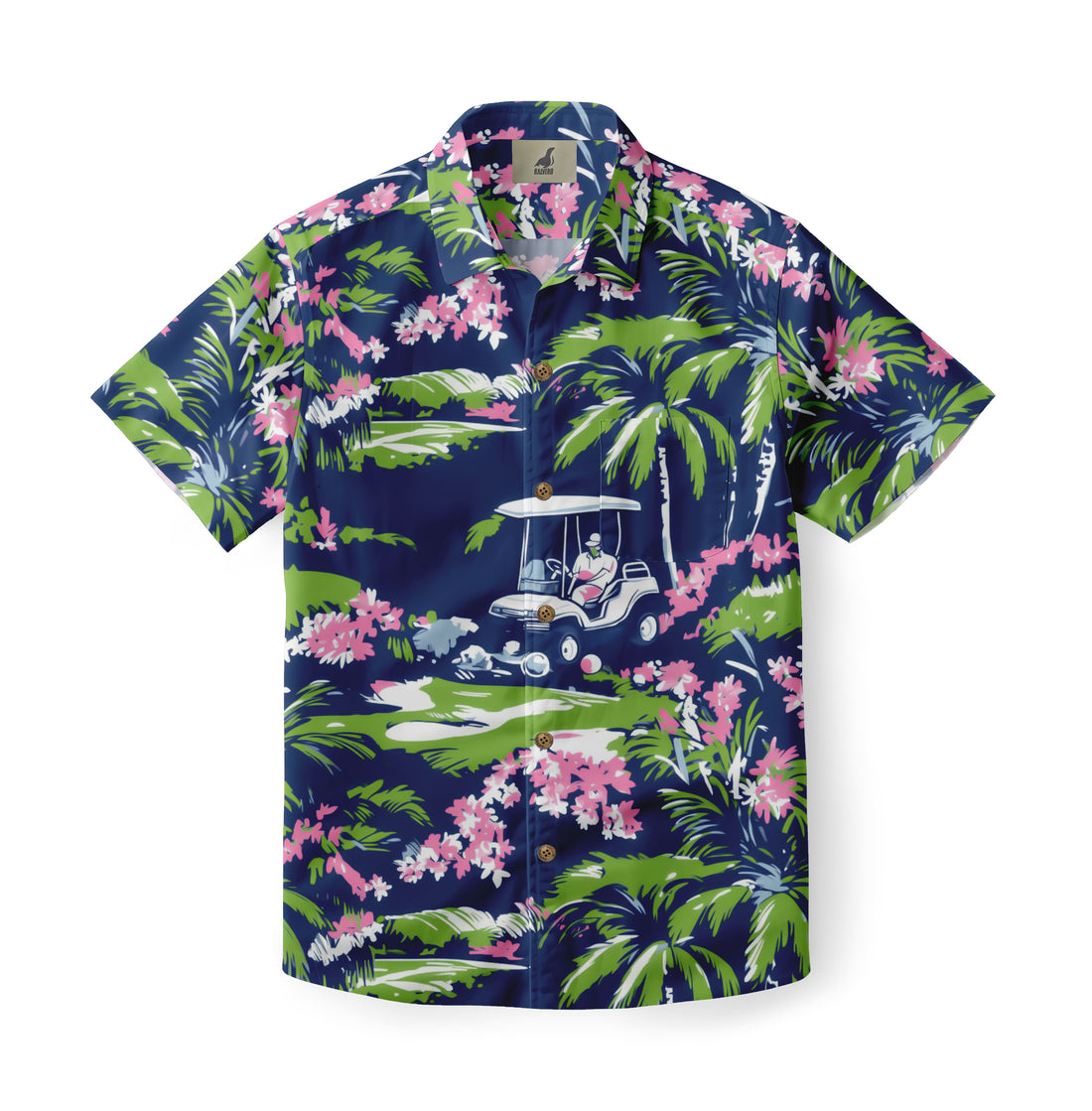 Navy Tropical Floral Vintage Car Hawaiian Shirt