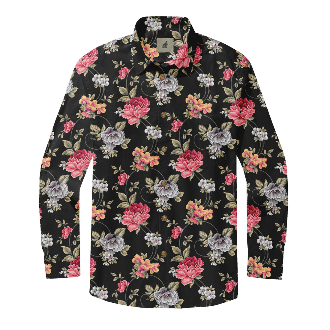 Midnight Peony Bloom Long Sleeve Shirts